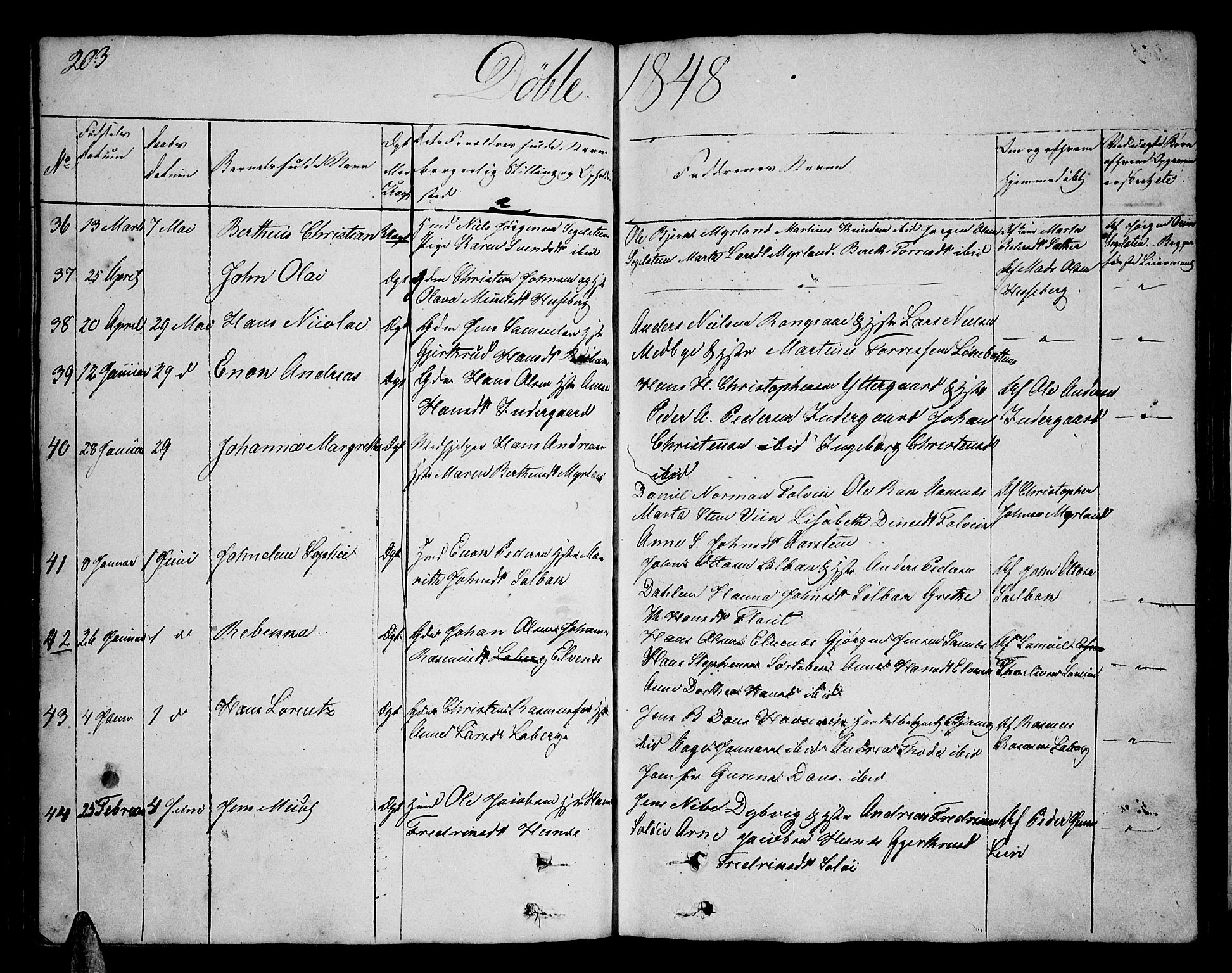 Ibestad sokneprestembete, SATØ/S-0077/H/Ha/Hab/L0003klokker: Parish register (copy) no. 3, 1833-1852, p. 203