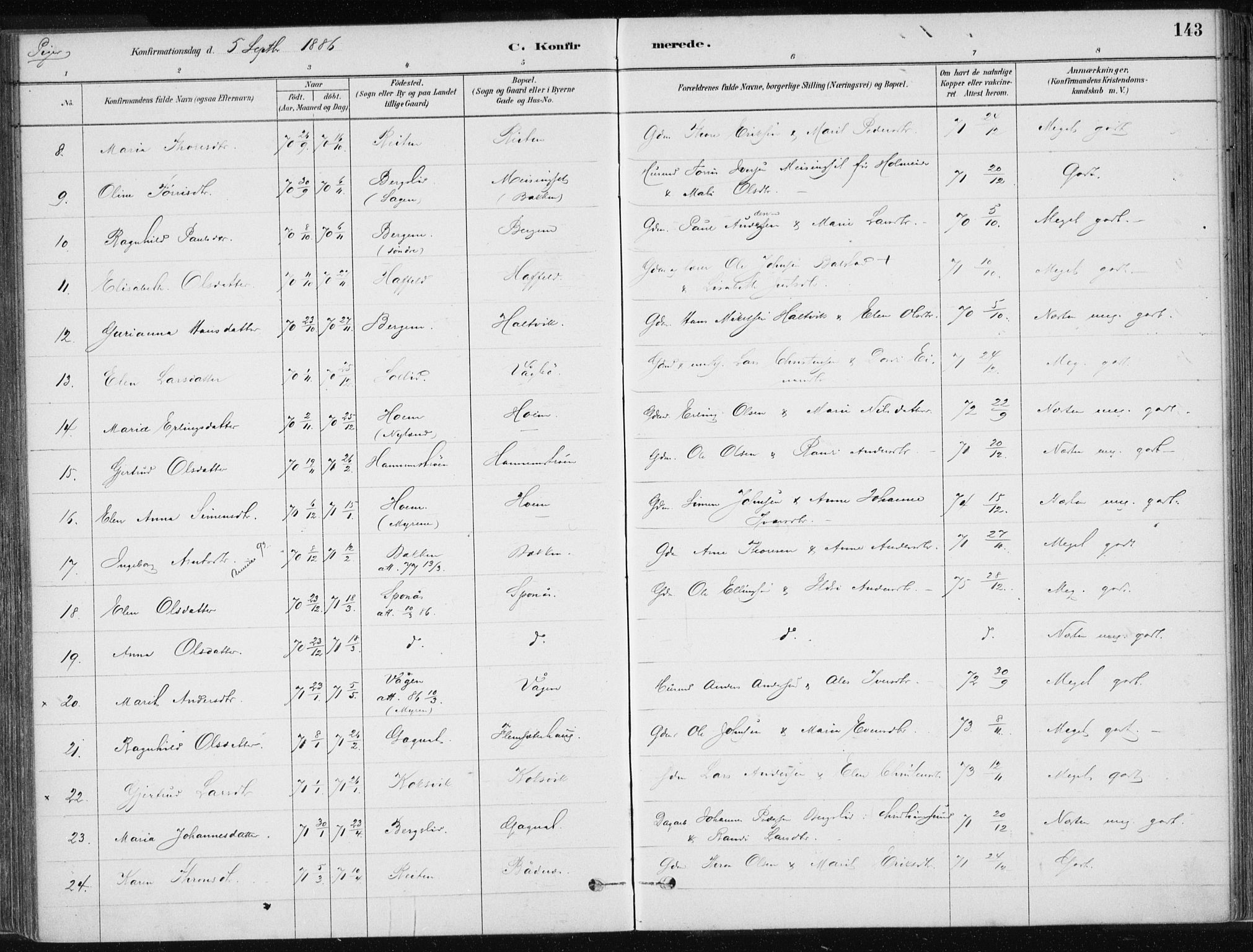 Ministerialprotokoller, klokkerbøker og fødselsregistre - Møre og Romsdal, AV/SAT-A-1454/586/L0987: Parish register (official) no. 586A13, 1879-1892, p. 143