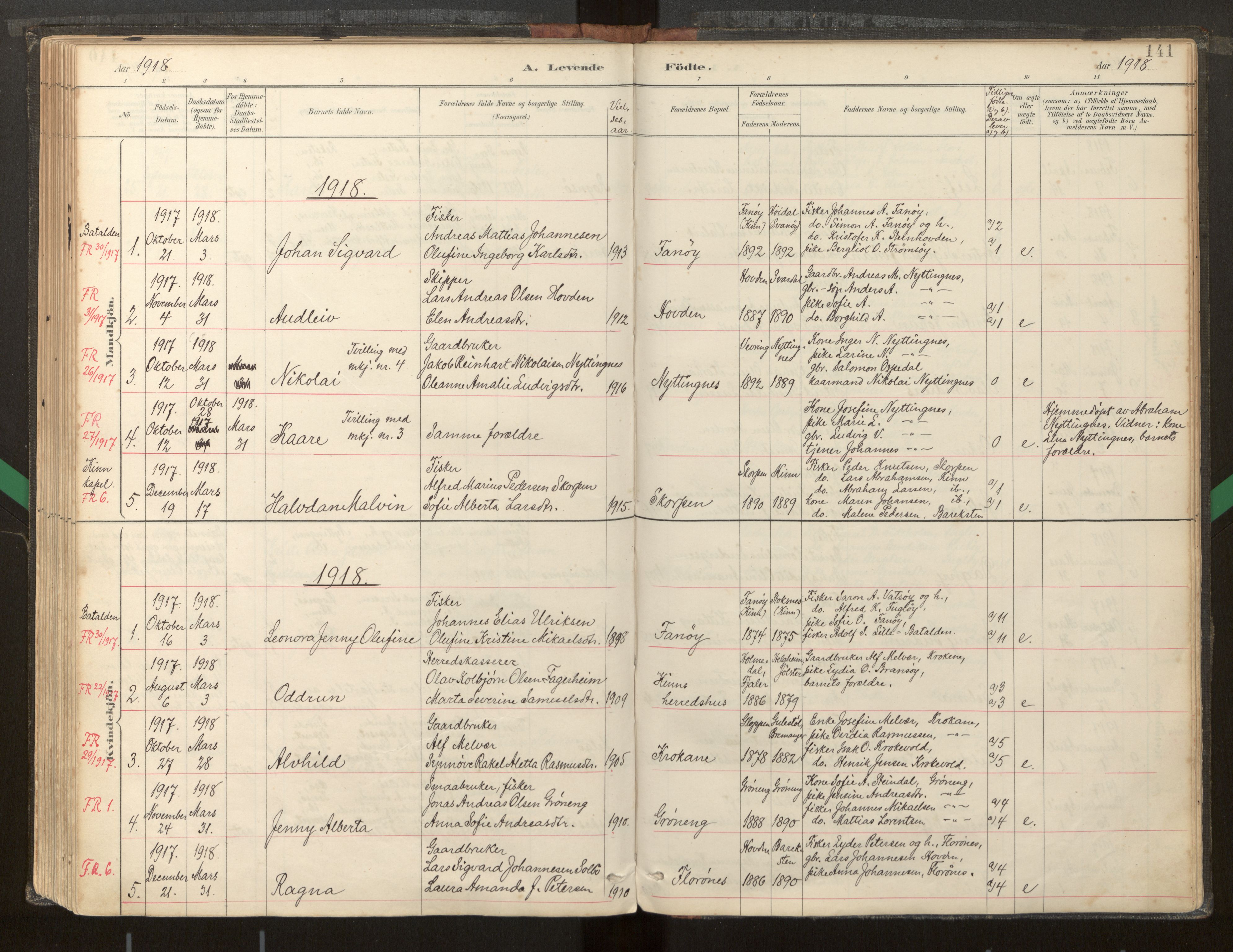 Kinn sokneprestembete, AV/SAB-A-80801/H/Haa/Haab/L0001: Parish register (official) no. B 1, 1886-1921, p. 141