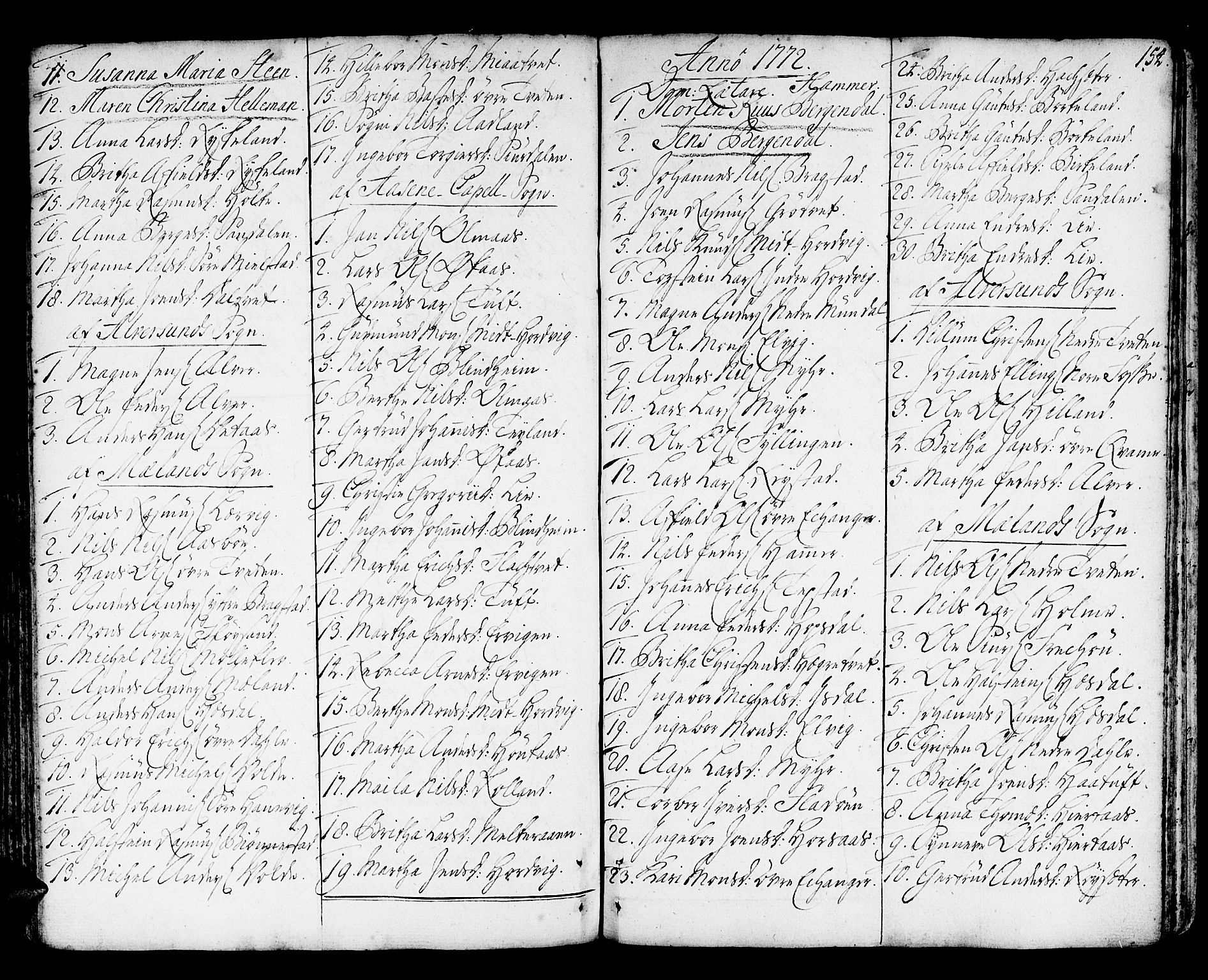 Hamre sokneprestembete, AV/SAB-A-75501/H/Ha/Haa/Haaa/L0007: Parish register (official) no. A 7, 1762-1777, p. 154