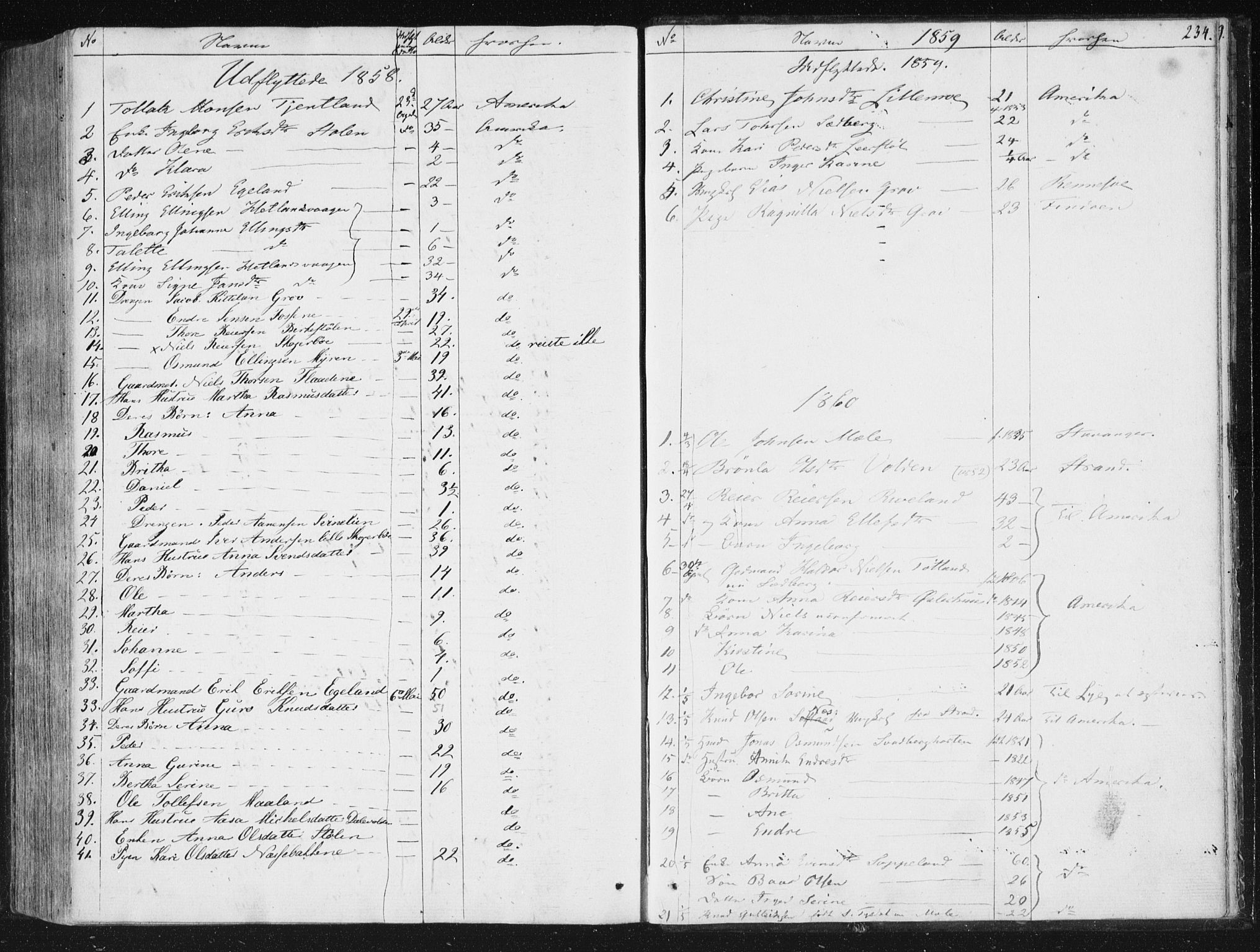 Hjelmeland sokneprestkontor, AV/SAST-A-101843/01/IV/L0008: Parish register (official) no. A 8, 1842-1861, p. 234