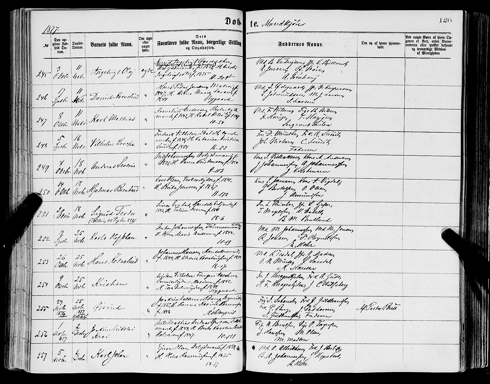 Domkirken sokneprestembete, SAB/A-74801/H/Haa/L0022: Parish register (official) no. B 5, 1872-1878, p. 126