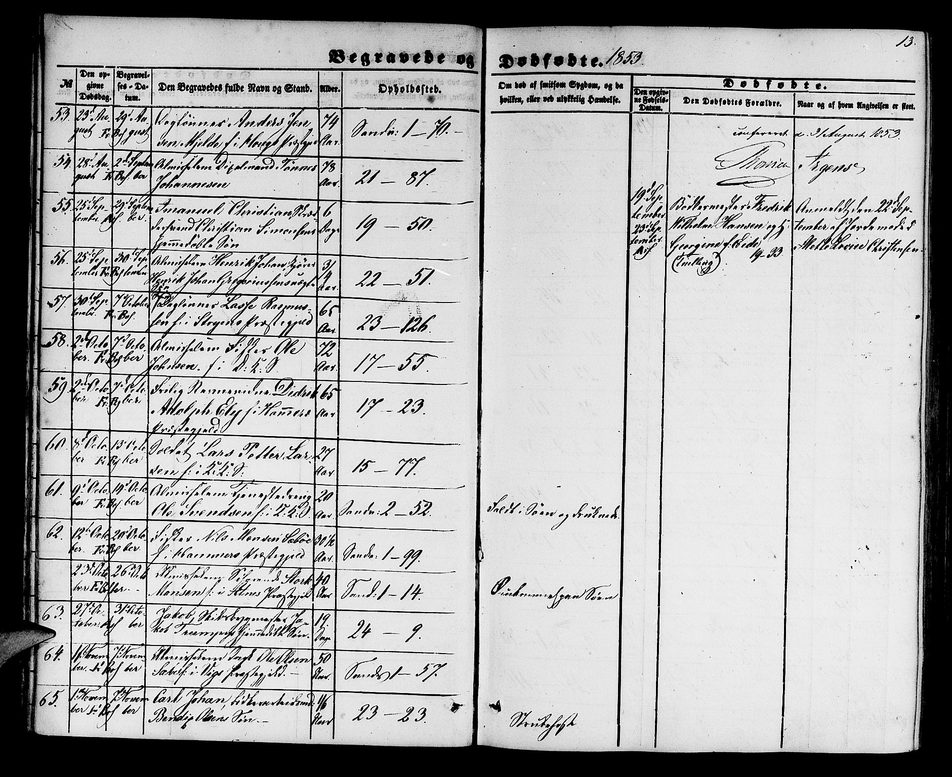 Korskirken sokneprestembete, SAB/A-76101/H/Hab: Parish register (copy) no. E 2, 1851-1871, p. 13