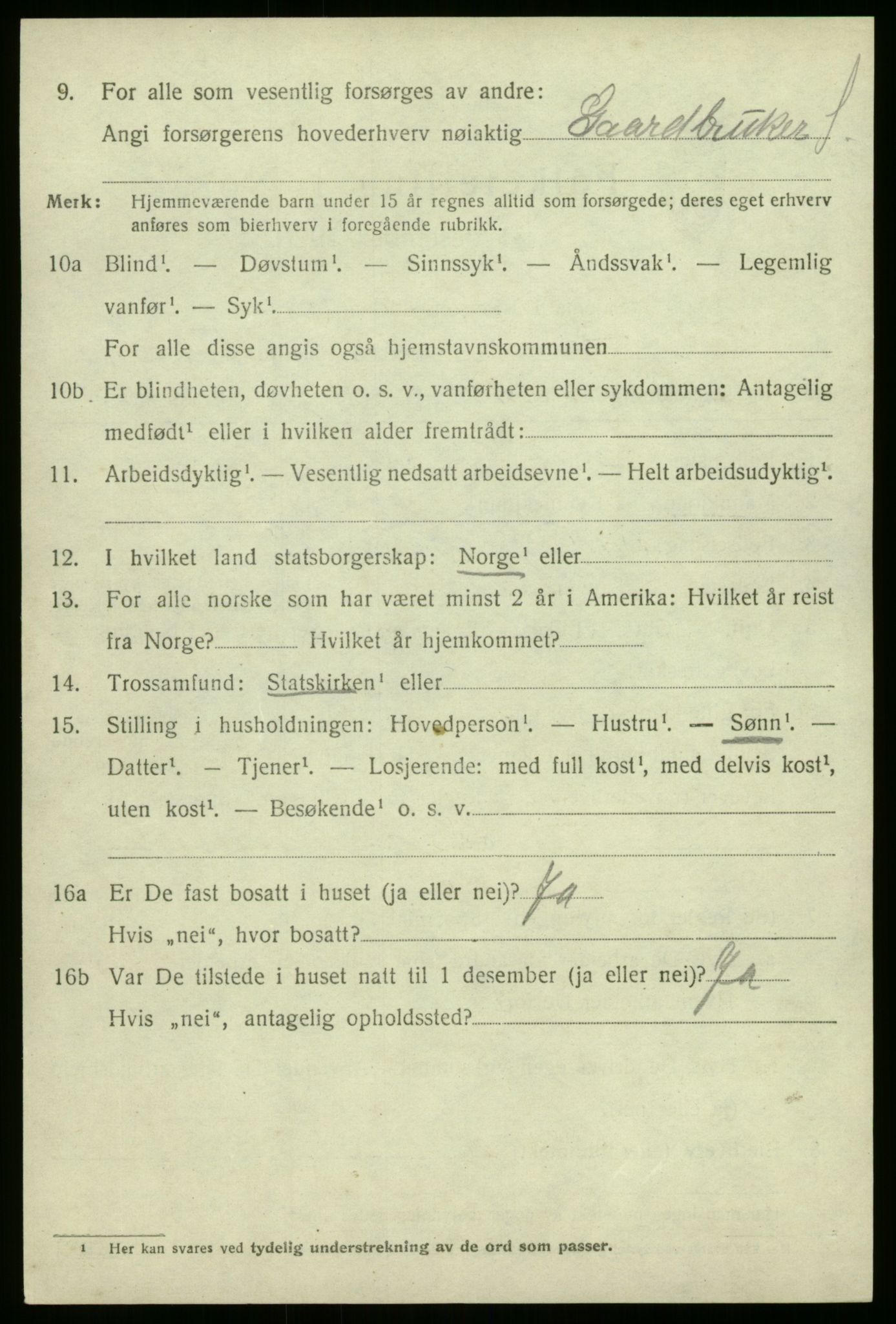 SAB, 1920 census for Gaular, 1920, p. 2855