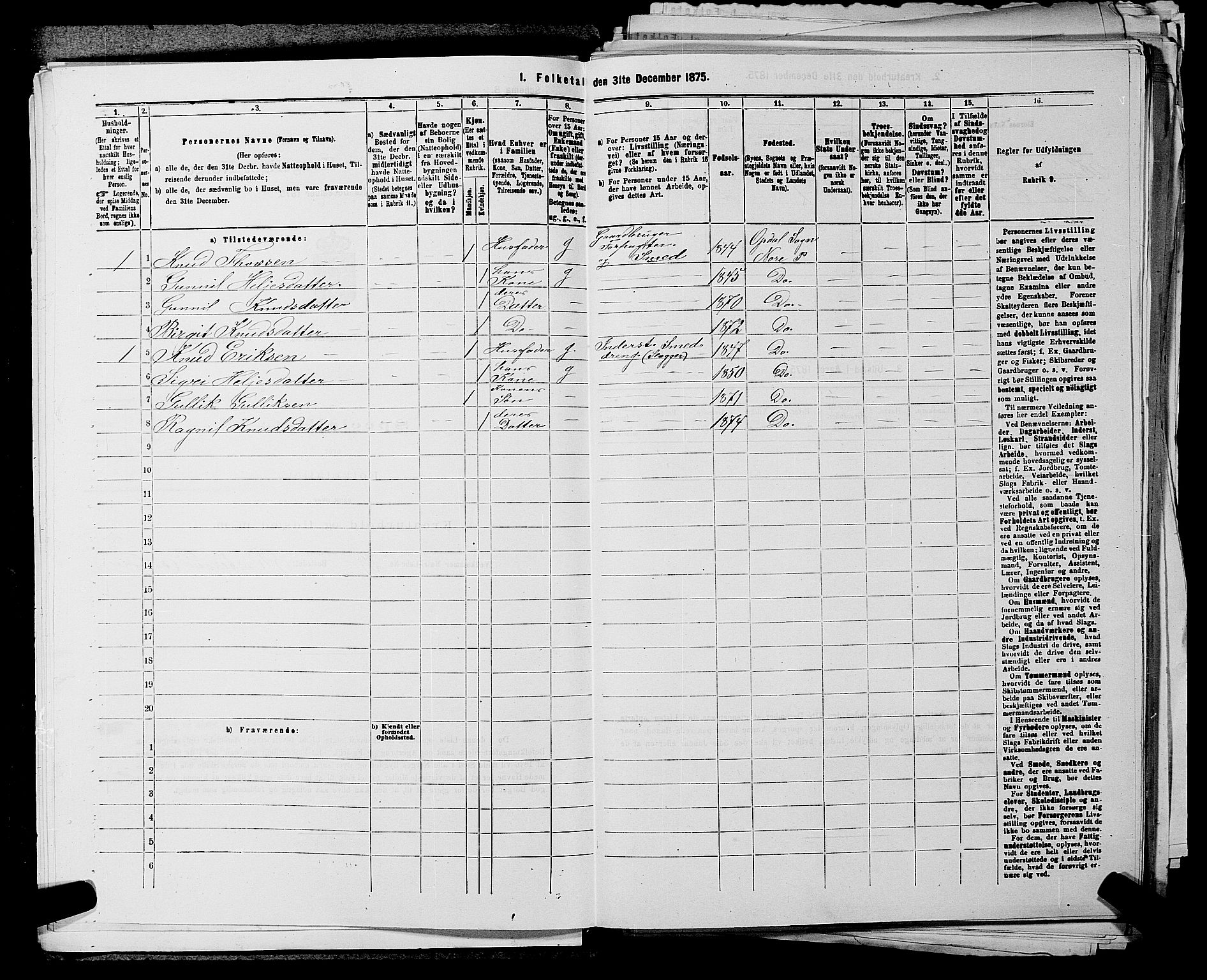 SAKO, 1875 census for 0633P Nore, 1875, p. 204