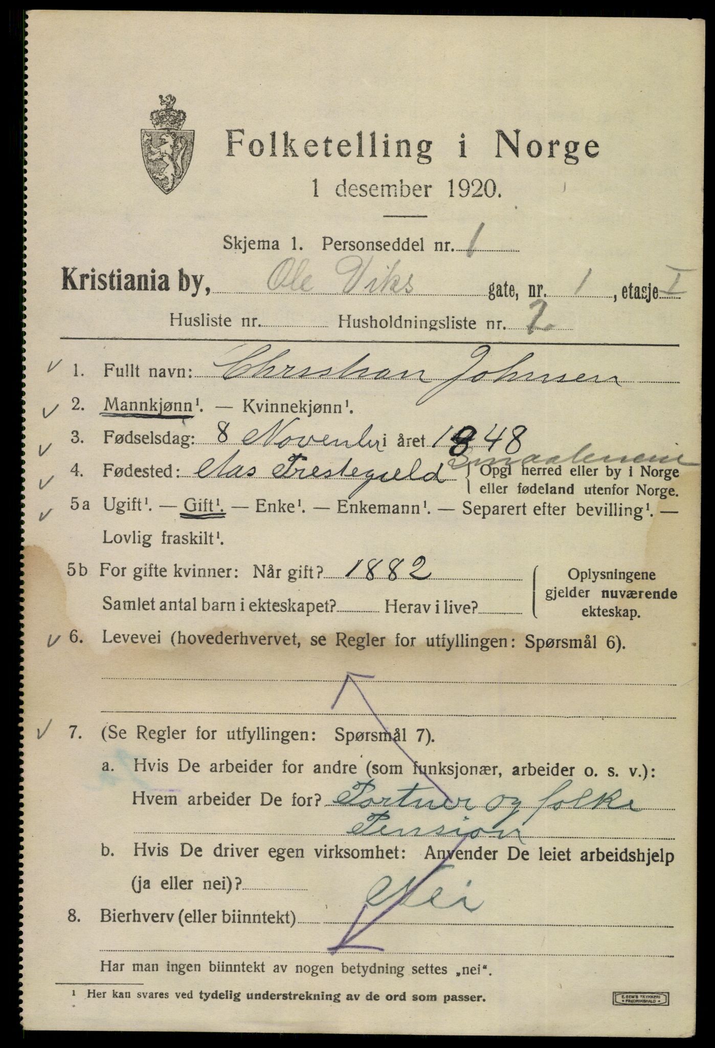 SAO, 1920 census for Kristiania, 1920, p. 432931