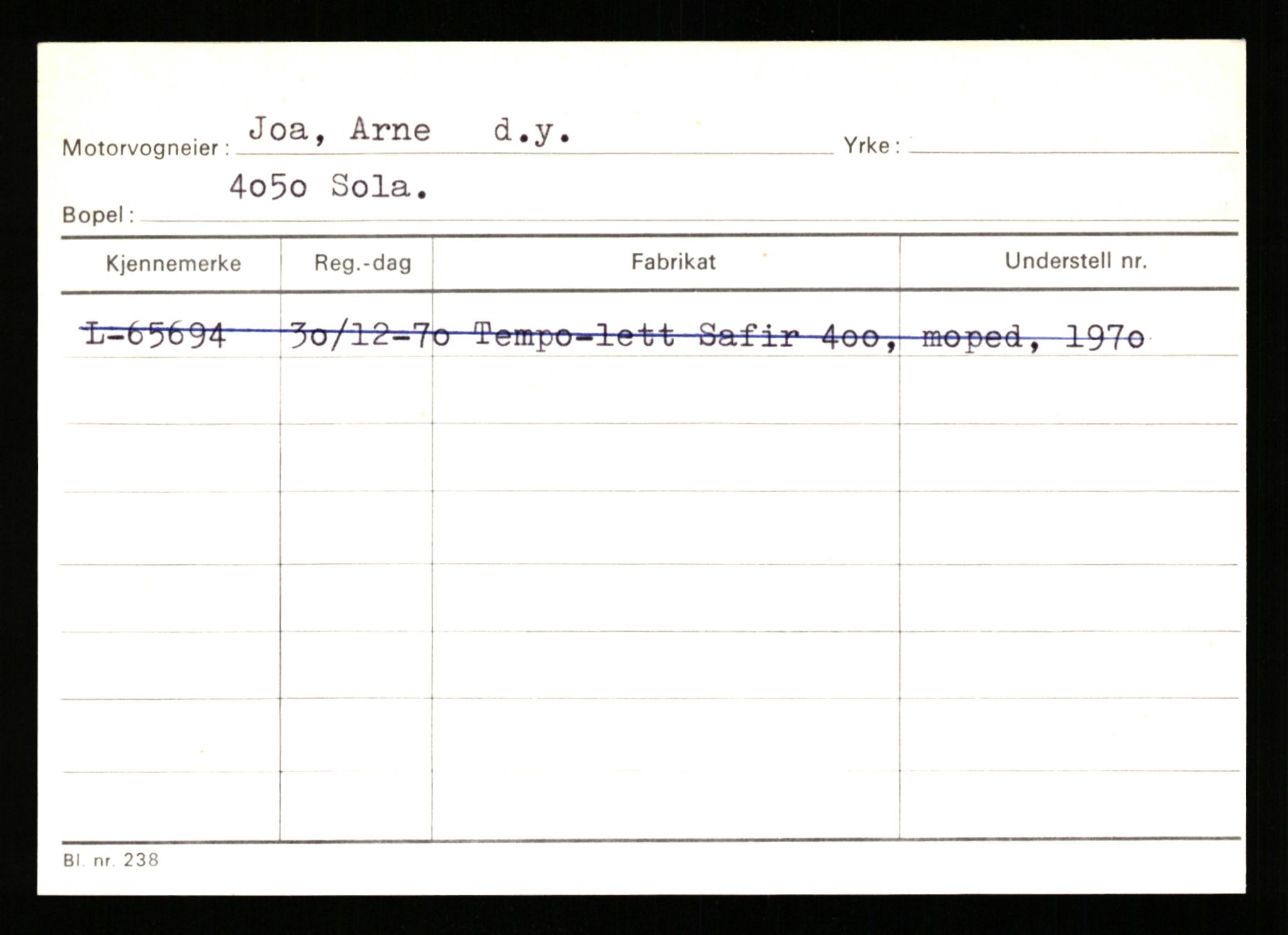 Stavanger trafikkstasjon, SAST/A-101942/0/H/L0018: Isbrekken - Jonas, 1930-1971, p. 1747