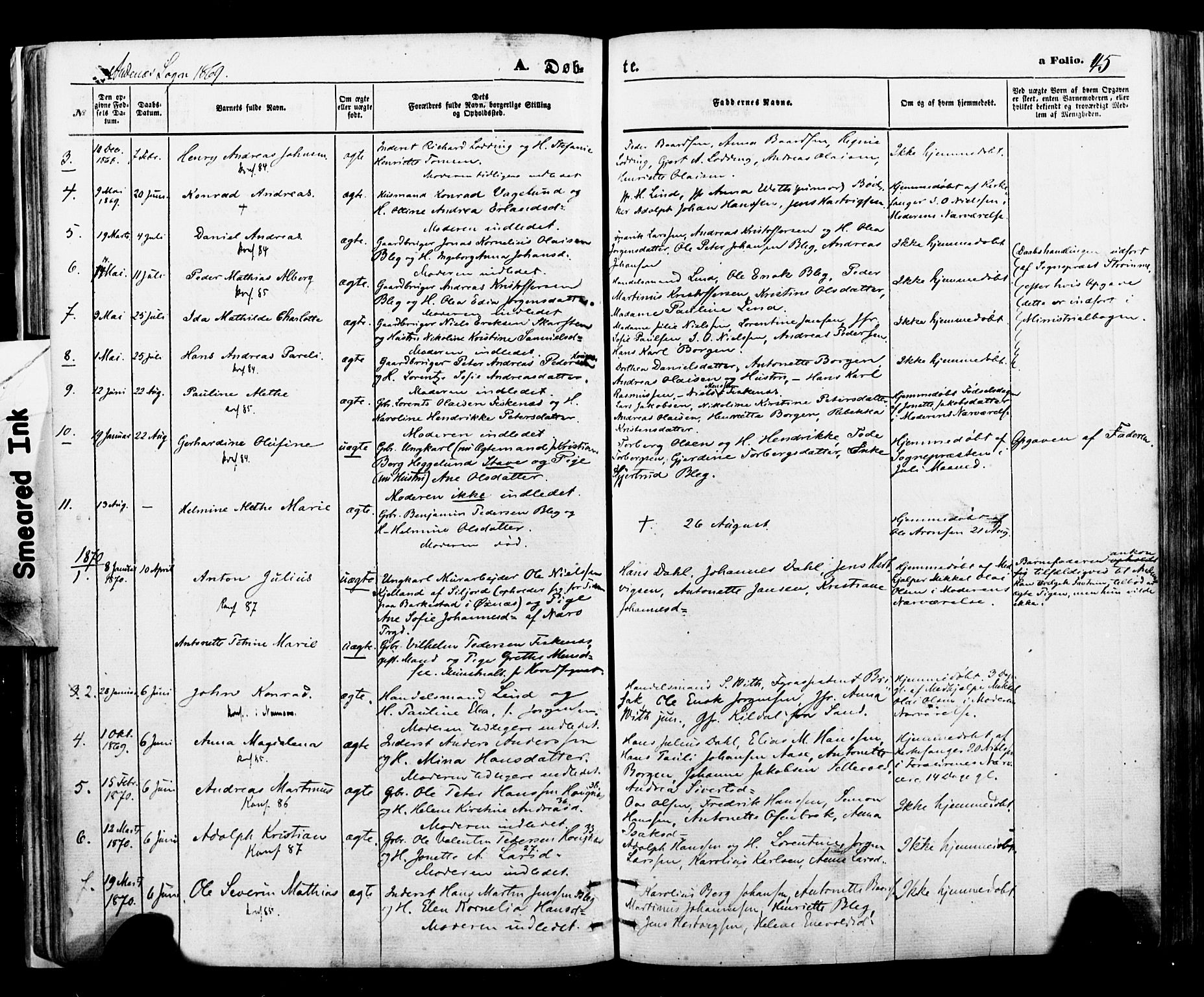 Ministerialprotokoller, klokkerbøker og fødselsregistre - Nordland, AV/SAT-A-1459/897/L1398: Parish register (official) no. 897A05 /2, 1867-1880, p. 45