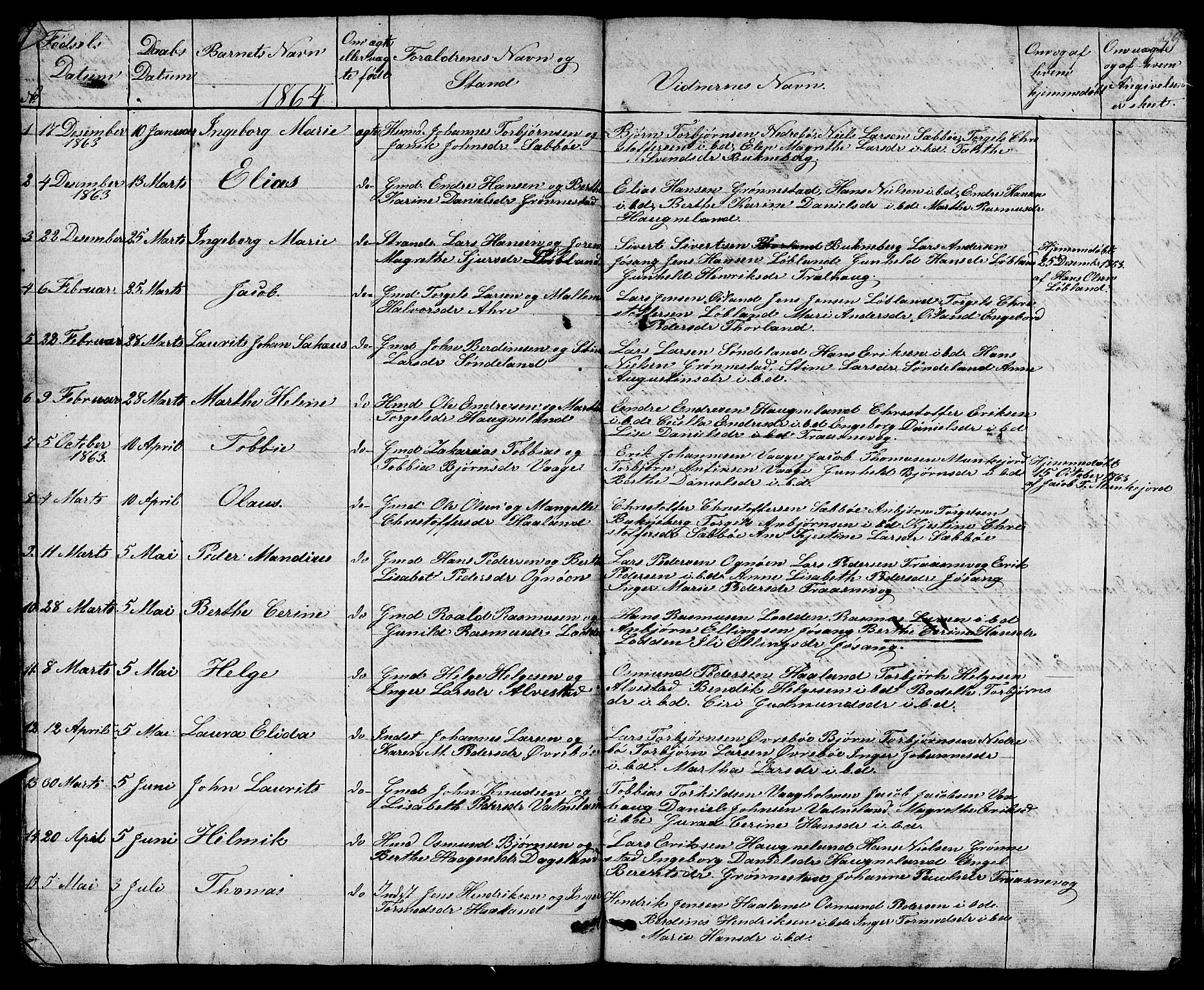 Tysvær sokneprestkontor, SAST/A -101864/H/Ha/Hab/L0001: Parish register (copy) no. B 1, 1851-1887, p. 39
