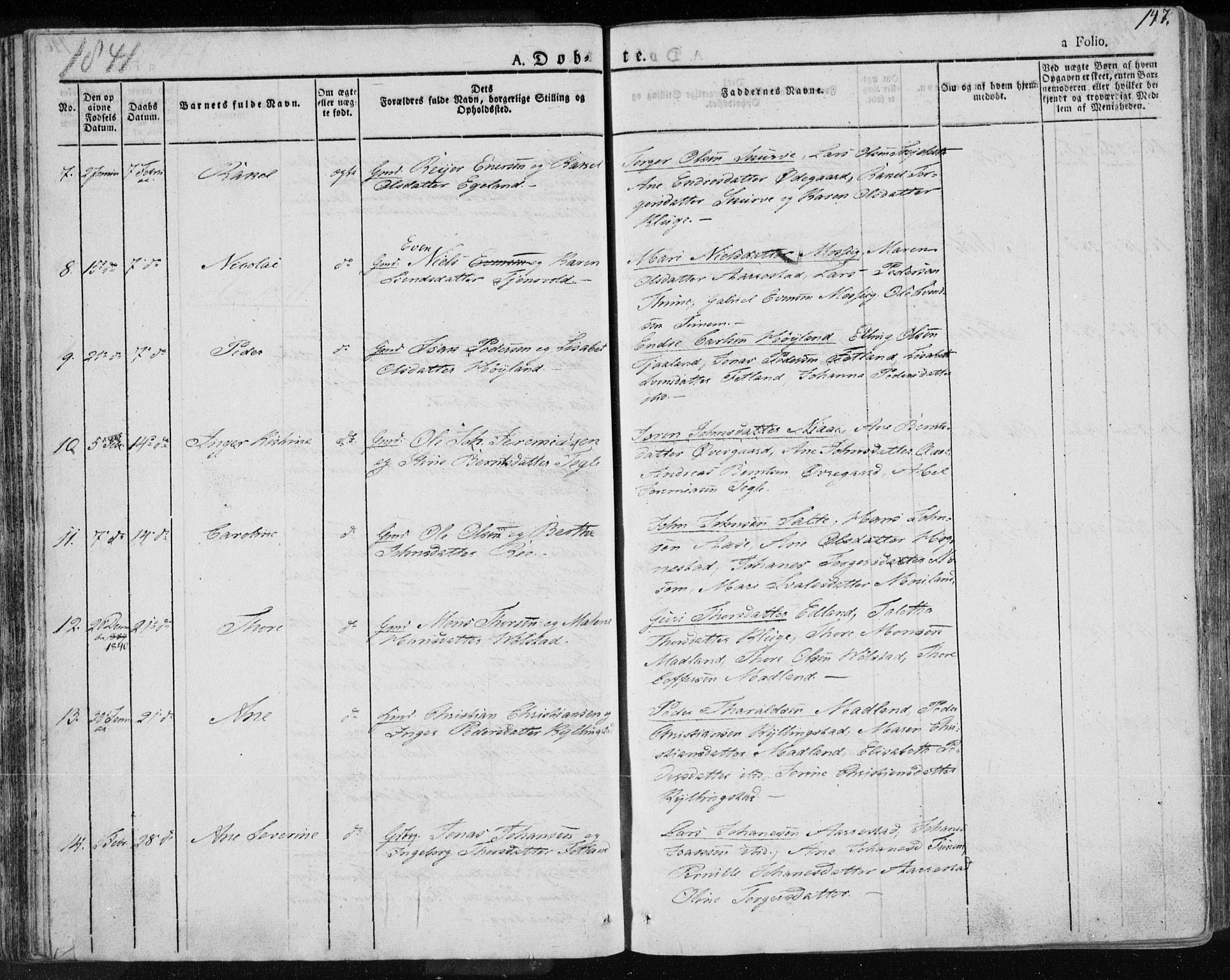 Lye sokneprestkontor, AV/SAST-A-101794/001/30BA/L0004: Parish register (official) no. A 4, 1826-1841, p. 147