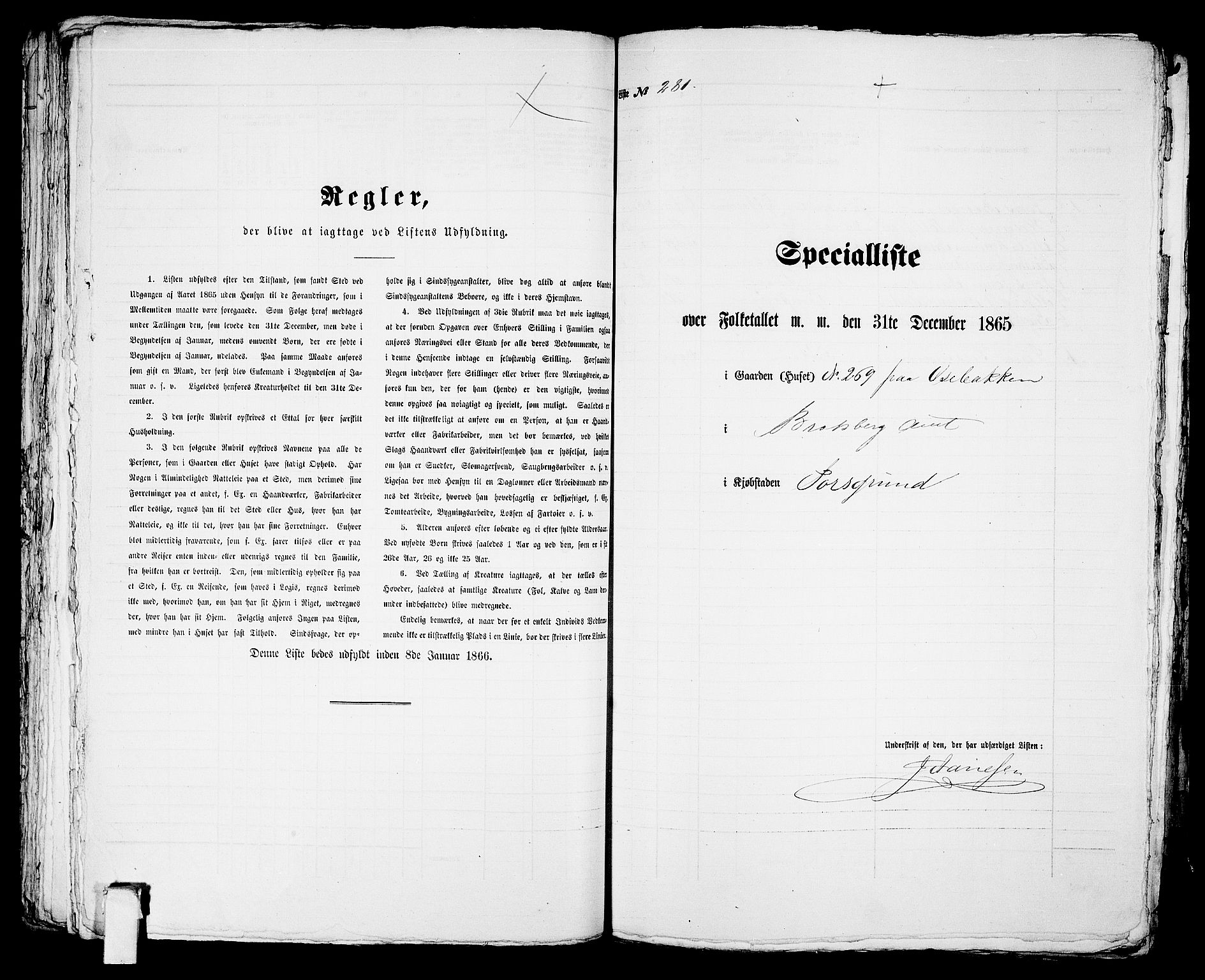 RA, 1865 census for Porsgrunn, 1865, p. 574