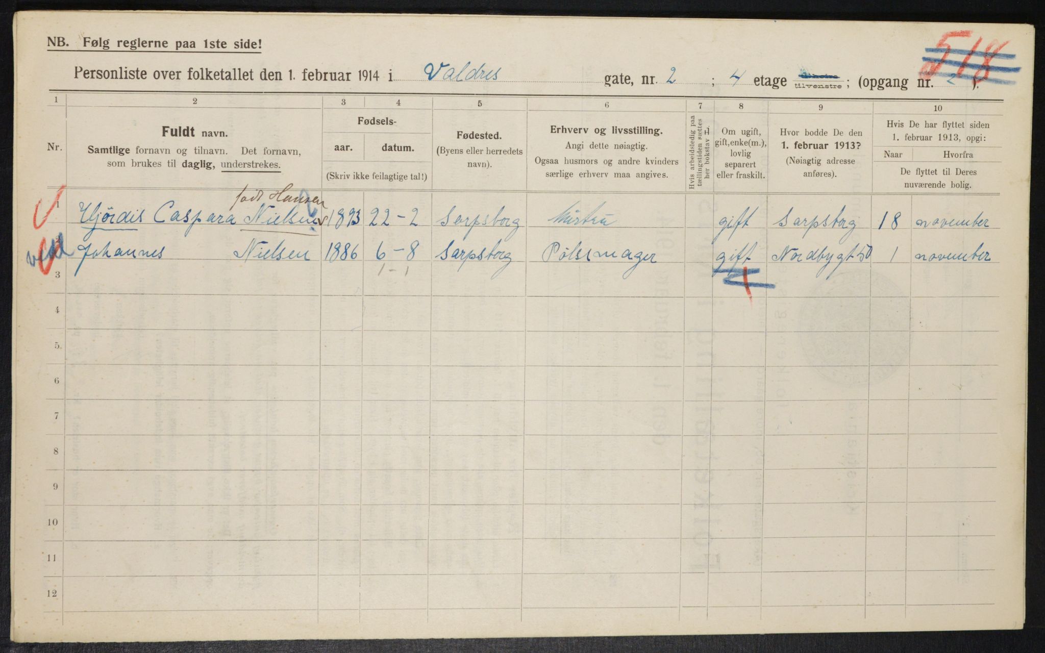 OBA, Municipal Census 1914 for Kristiania, 1914, p. 122614