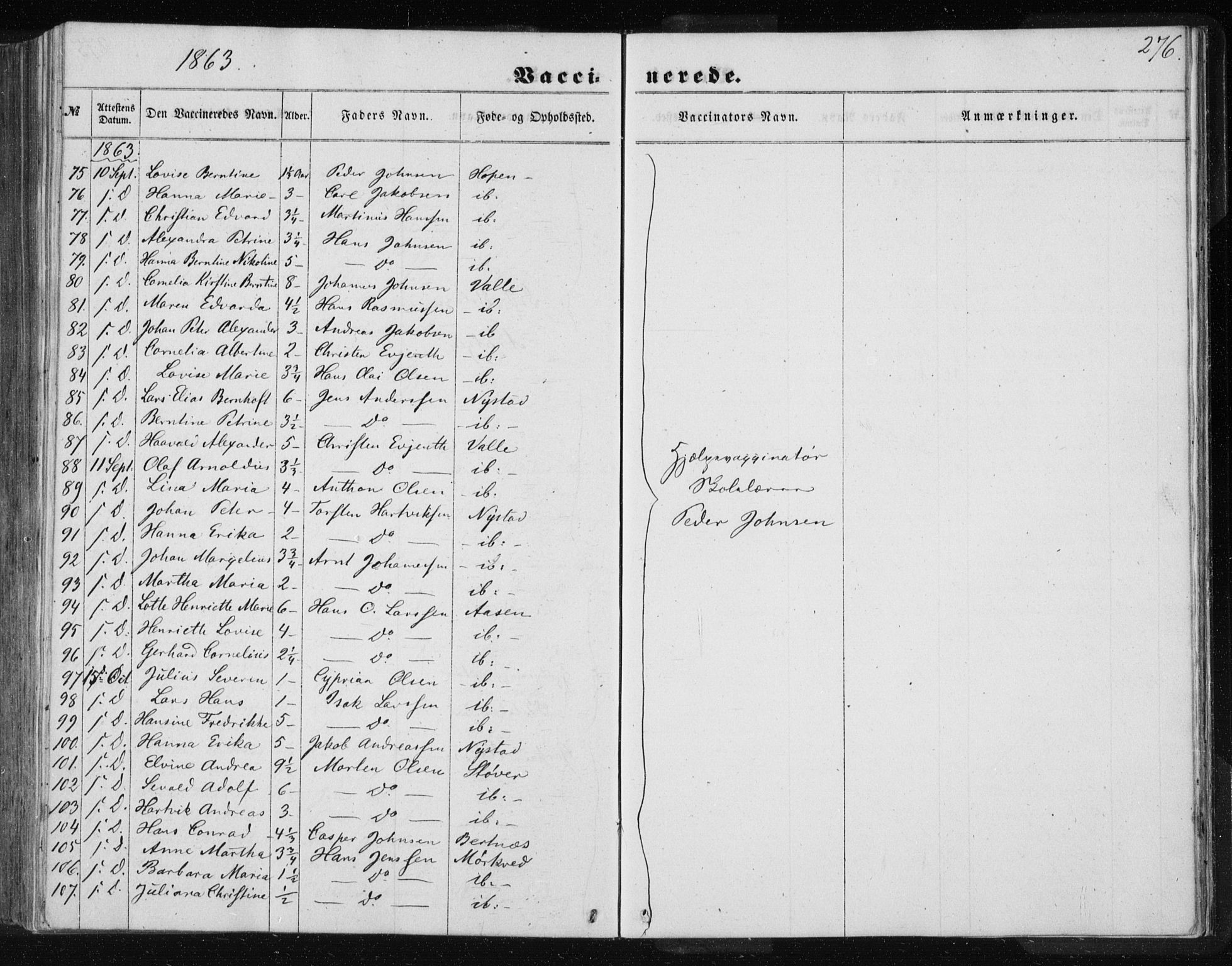 Ministerialprotokoller, klokkerbøker og fødselsregistre - Nordland, AV/SAT-A-1459/801/L0028: Parish register (copy) no. 801C03, 1855-1867, p. 276