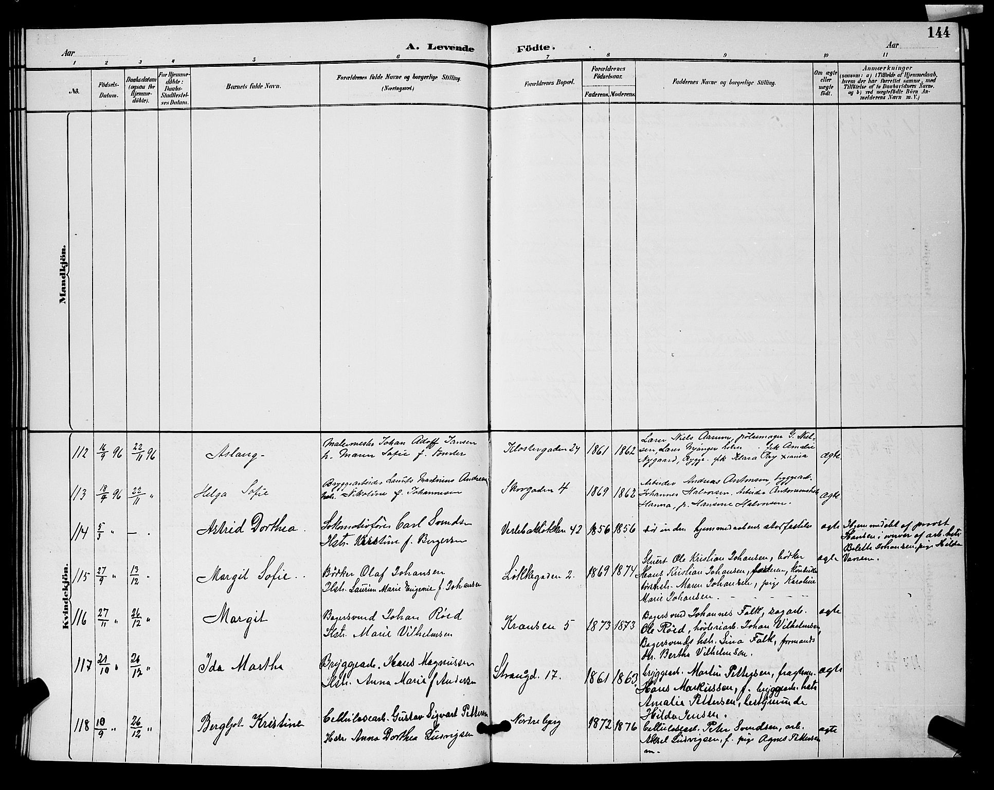 Moss prestekontor Kirkebøker, SAO/A-2003/G/Ga/L0006: Parish register (copy) no. I 6, 1889-1900, p. 144