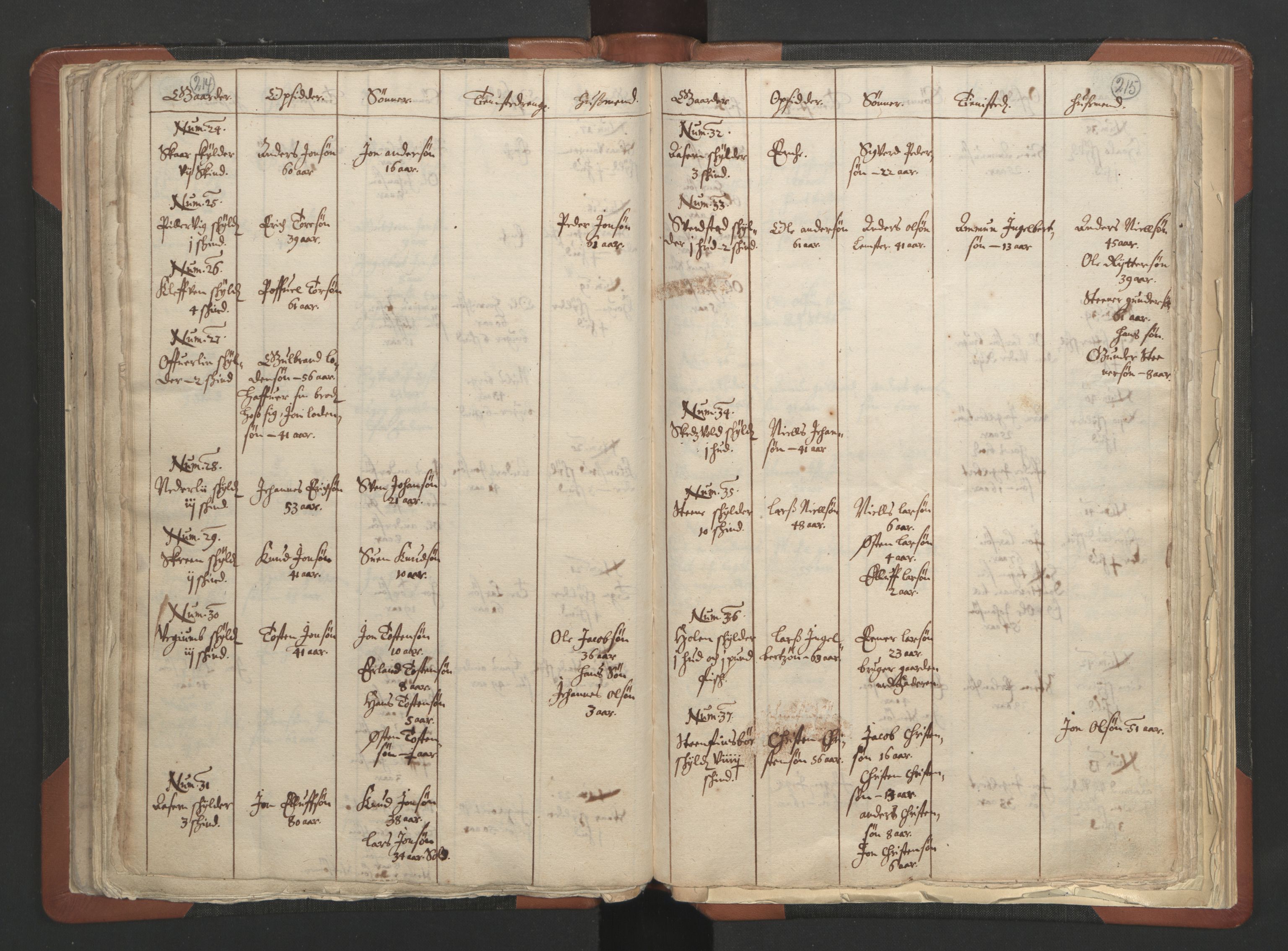 RA, Vicar's Census 1664-1666, no. 6: Gudbrandsdal deanery, 1664-1666, p. 214-215