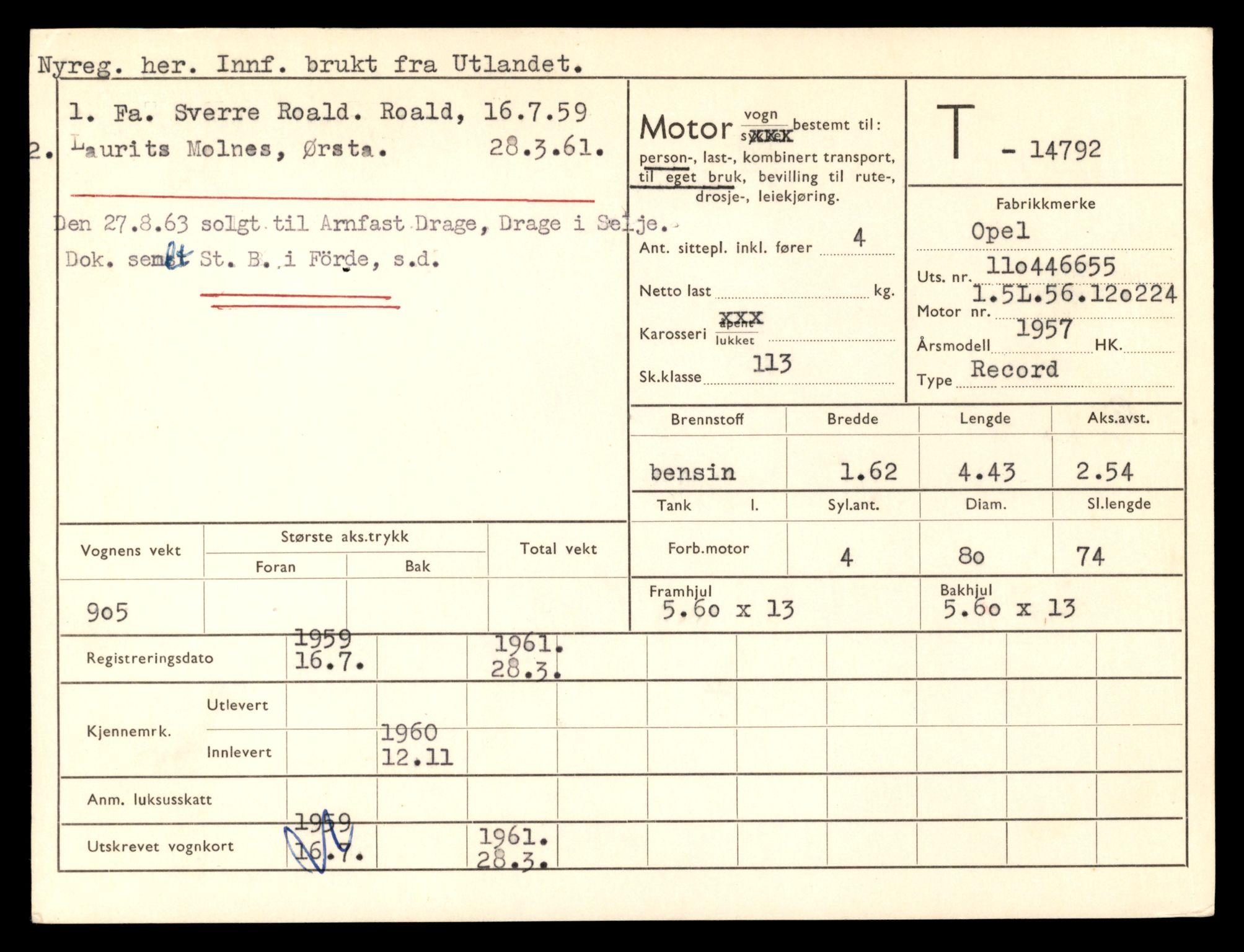 Møre og Romsdal vegkontor - Ålesund trafikkstasjon, AV/SAT-A-4099/F/Fe/L0048: Registreringskort for kjøretøy T 14721 - T 14863, 1927-1998, p. 1481