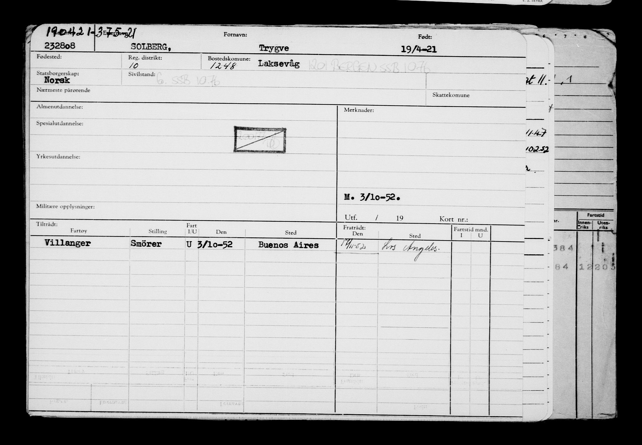 Direktoratet for sjømenn, AV/RA-S-3545/G/Gb/L0192: Hovedkort, 1921, p. 549