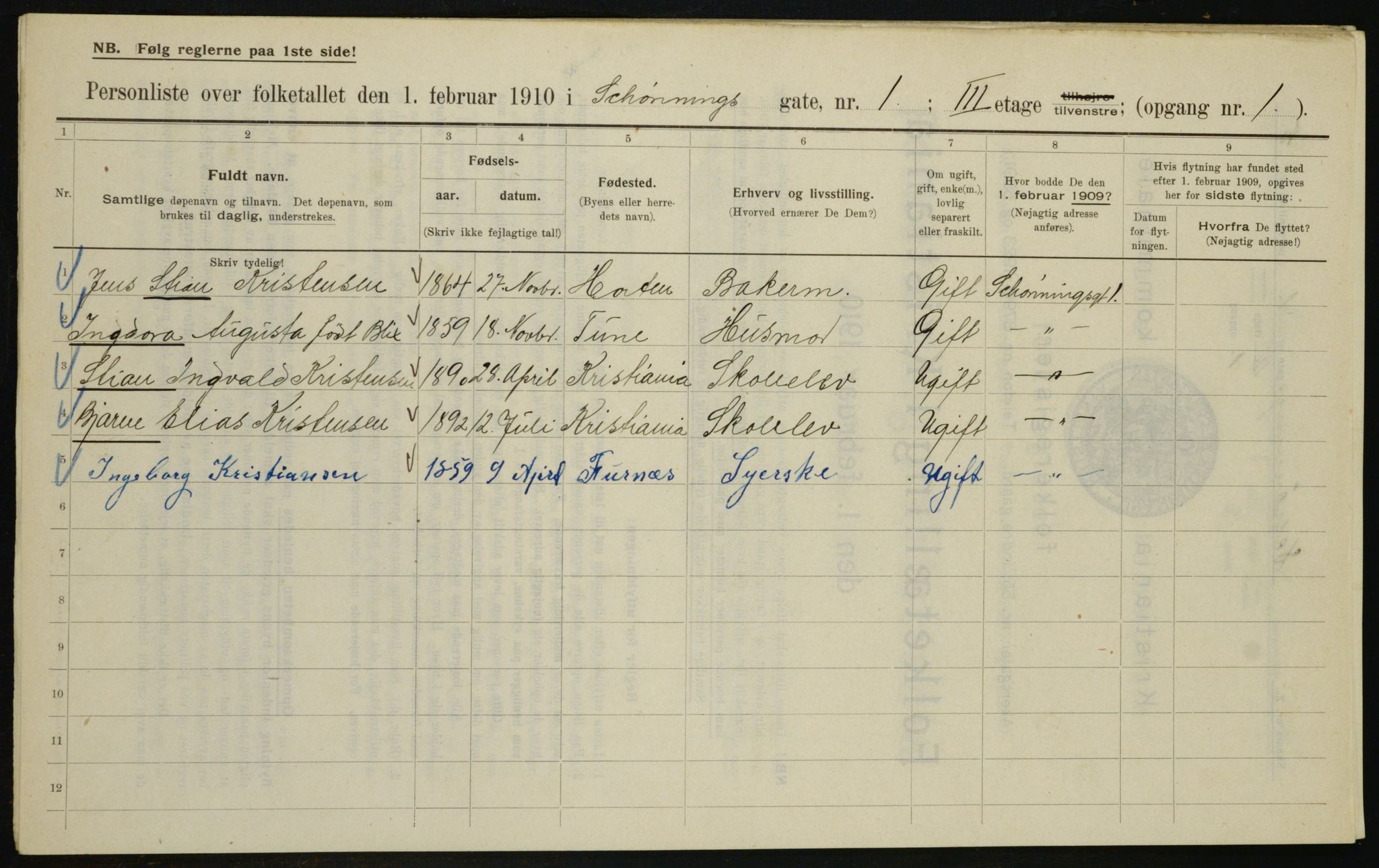 OBA, Municipal Census 1910 for Kristiania, 1910, p. 89148