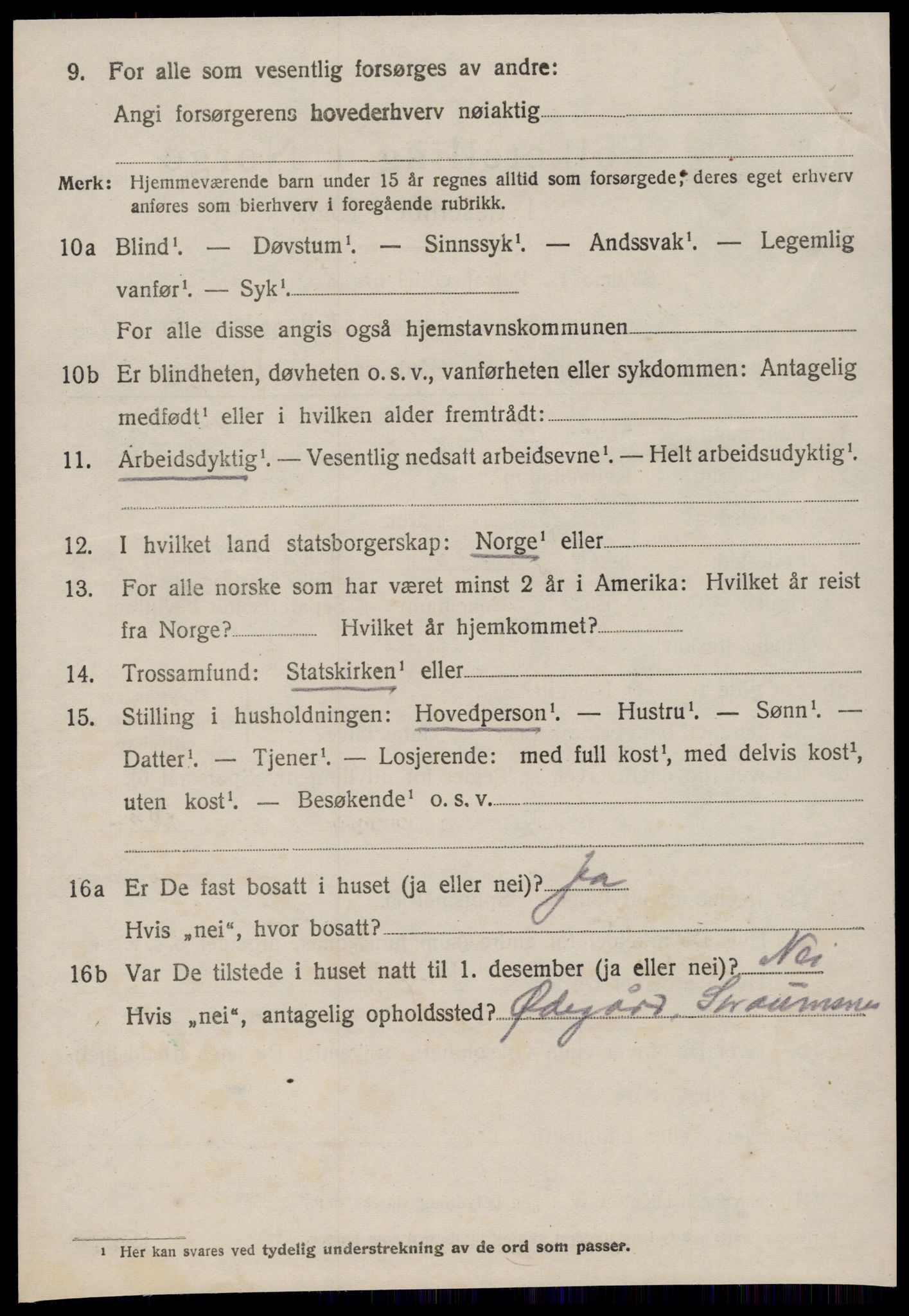 SAT, 1920 census for Straumsnes, 1920, p. 2024