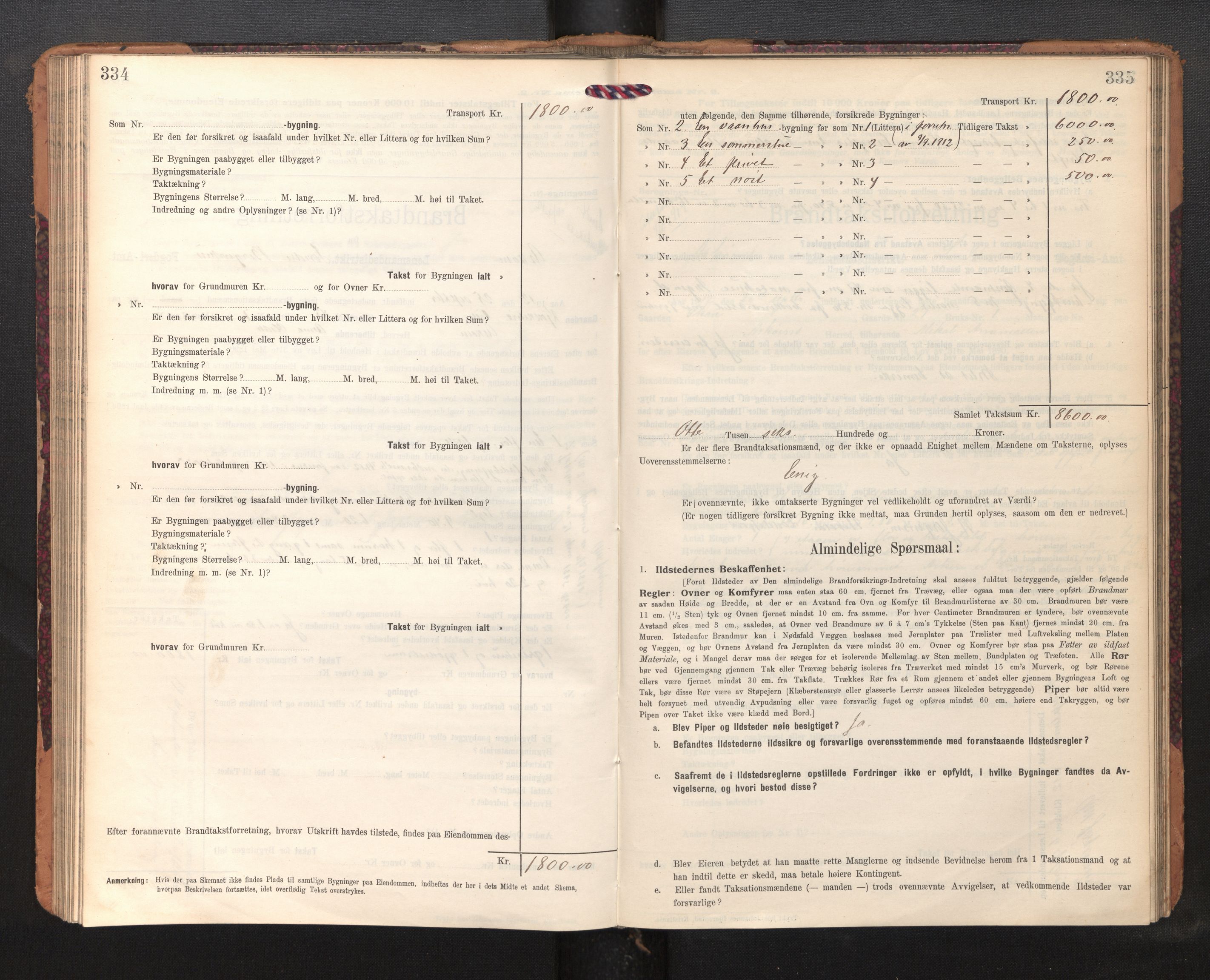 Lensmannen i Askøy, AV/SAB-A-31001/0012/L0007: Branntakstprotokoll, skjematakst, 1910-1919, p. 334-335