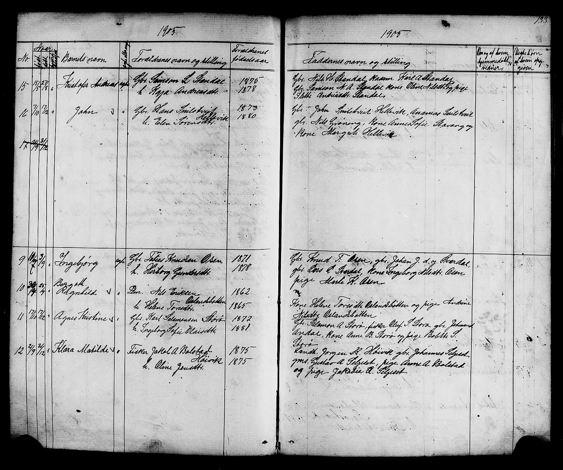 Kinn sokneprestembete, AV/SAB-A-80801/H/Hab/Habc/L0002: Parish register (copy) no. C 2, 1869-1918, p. 133