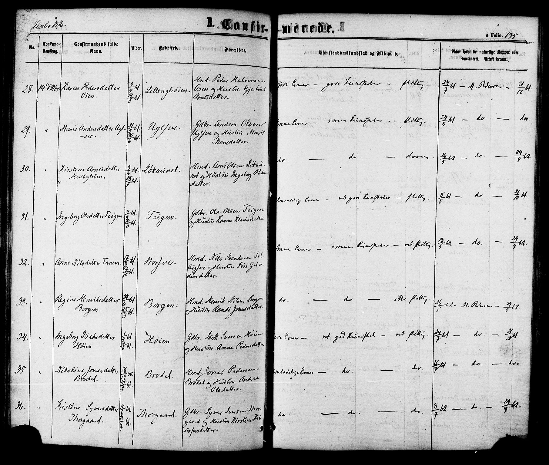 Ministerialprotokoller, klokkerbøker og fødselsregistre - Sør-Trøndelag, SAT/A-1456/618/L0442: Parish register (official) no. 618A06 /1, 1863-1879, p. 135