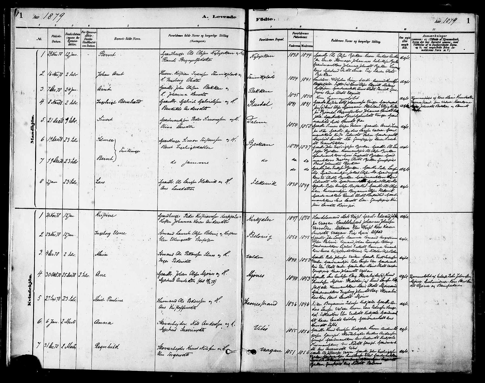 Ministerialprotokoller, klokkerbøker og fødselsregistre - Sør-Trøndelag, SAT/A-1456/630/L0496: Parish register (official) no. 630A09, 1879-1895, p. 1