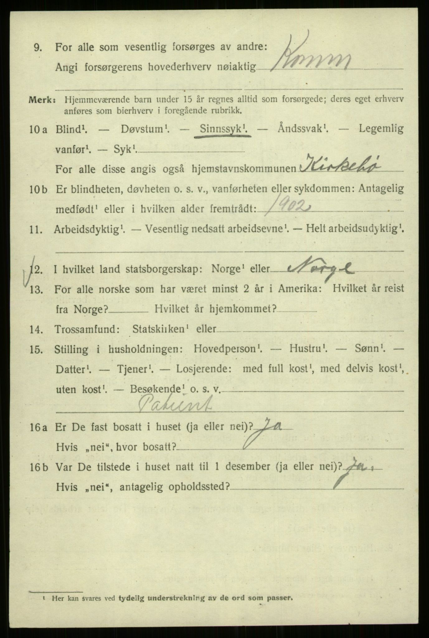 SAB, 1920 census for Bergen, 1920, p. 237929