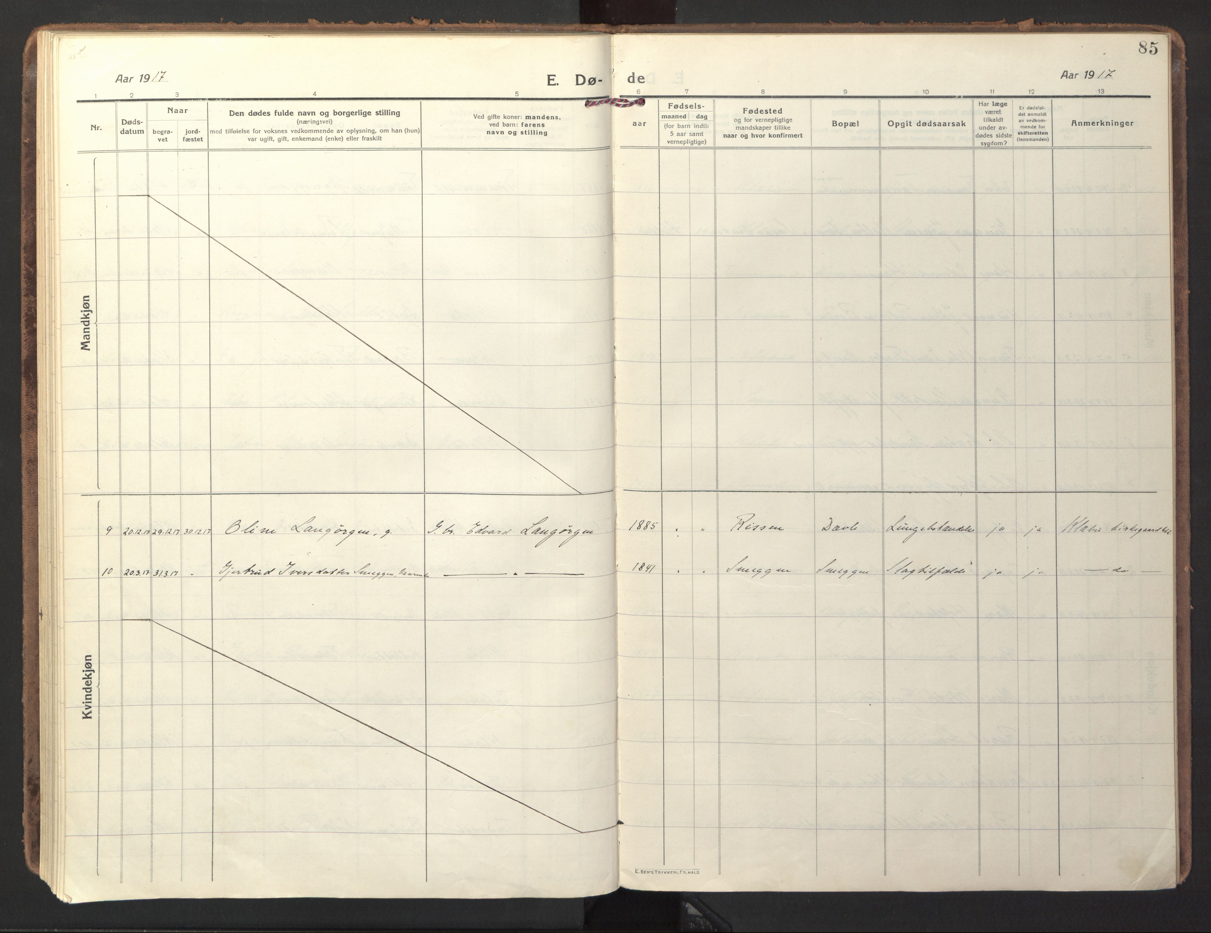 Ministerialprotokoller, klokkerbøker og fødselsregistre - Sør-Trøndelag, SAT/A-1456/618/L0449: Parish register (official) no. 618A12, 1917-1924, p. 85