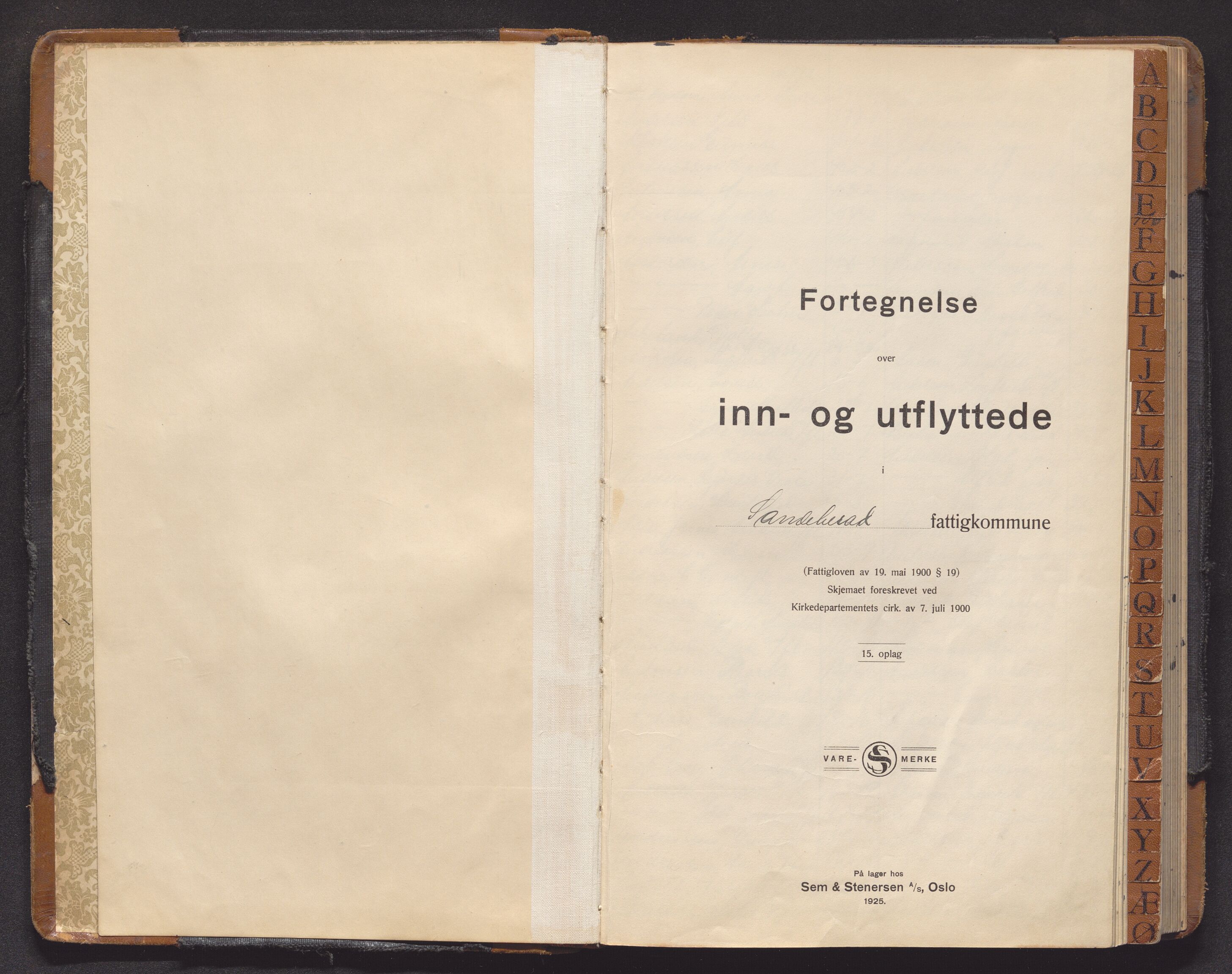 Sandar lensmannskontor, AV/SAKO-A-545/O/Oa/L0007: Protokoll over inn- og utflyttede, 1925-1929