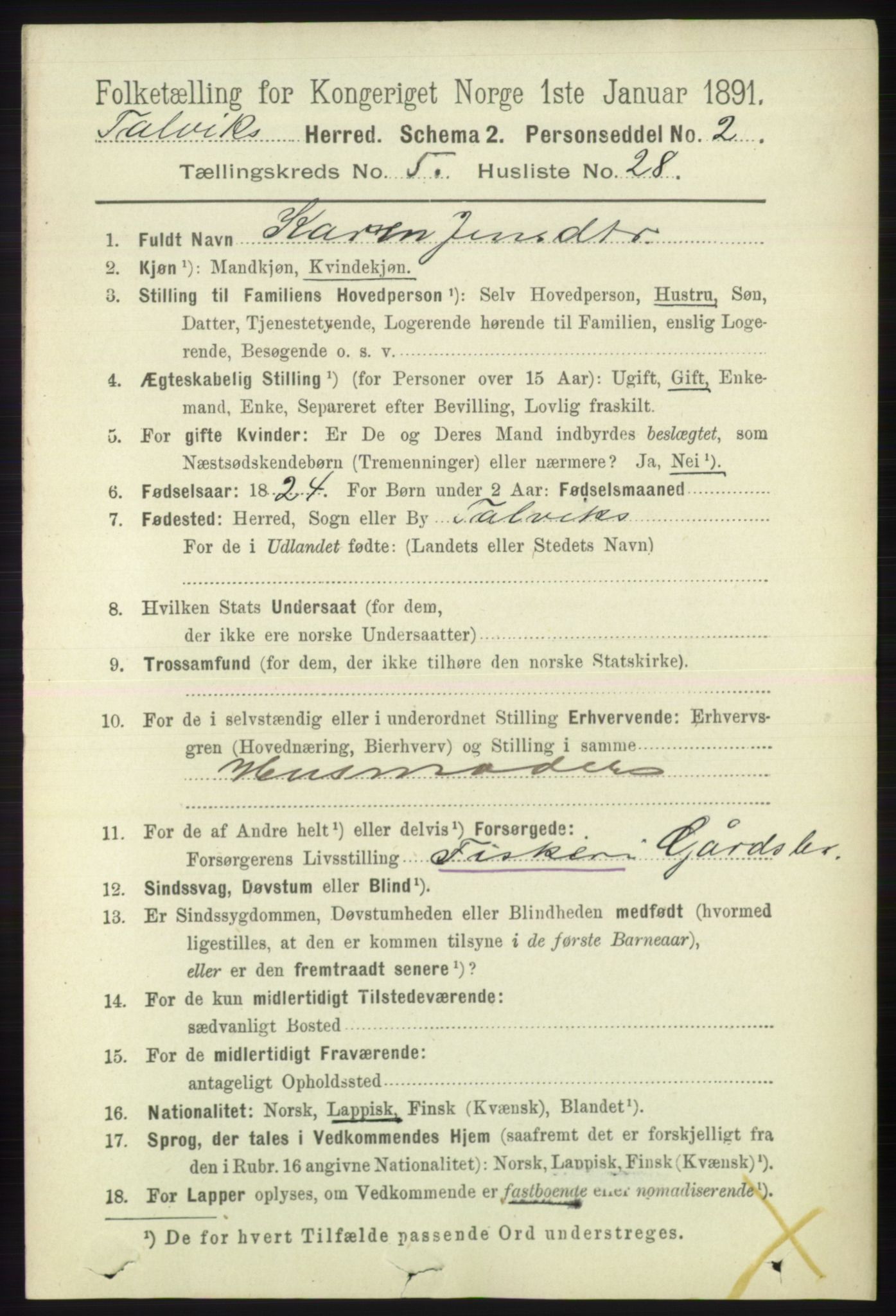 RA, 1891 census for 2013 Talvik, 1891, p. 1520