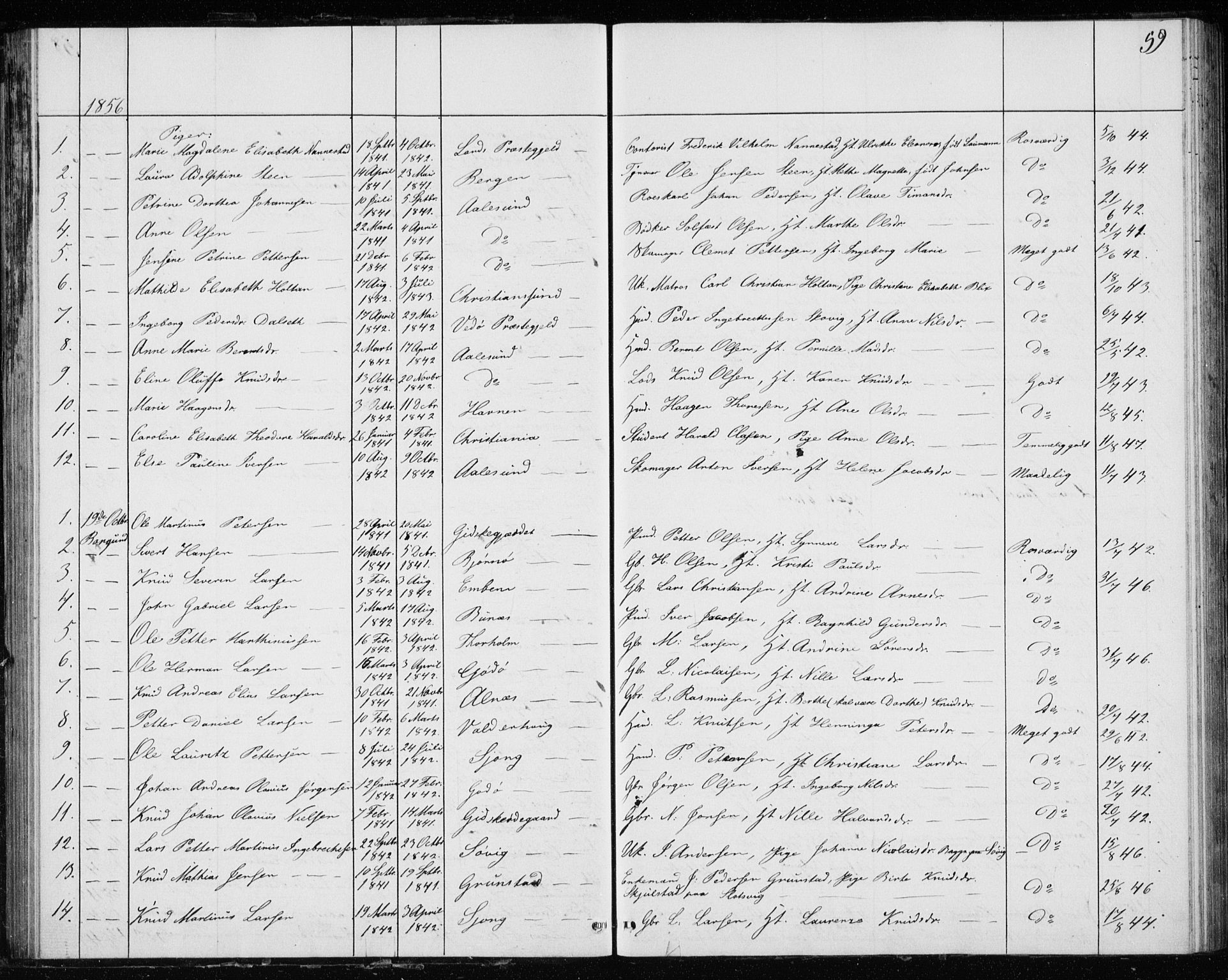 Ministerialprotokoller, klokkerbøker og fødselsregistre - Møre og Romsdal, AV/SAT-A-1454/528/L0416: Curate's parish register no. 528B04, 1853-1857, p. 59