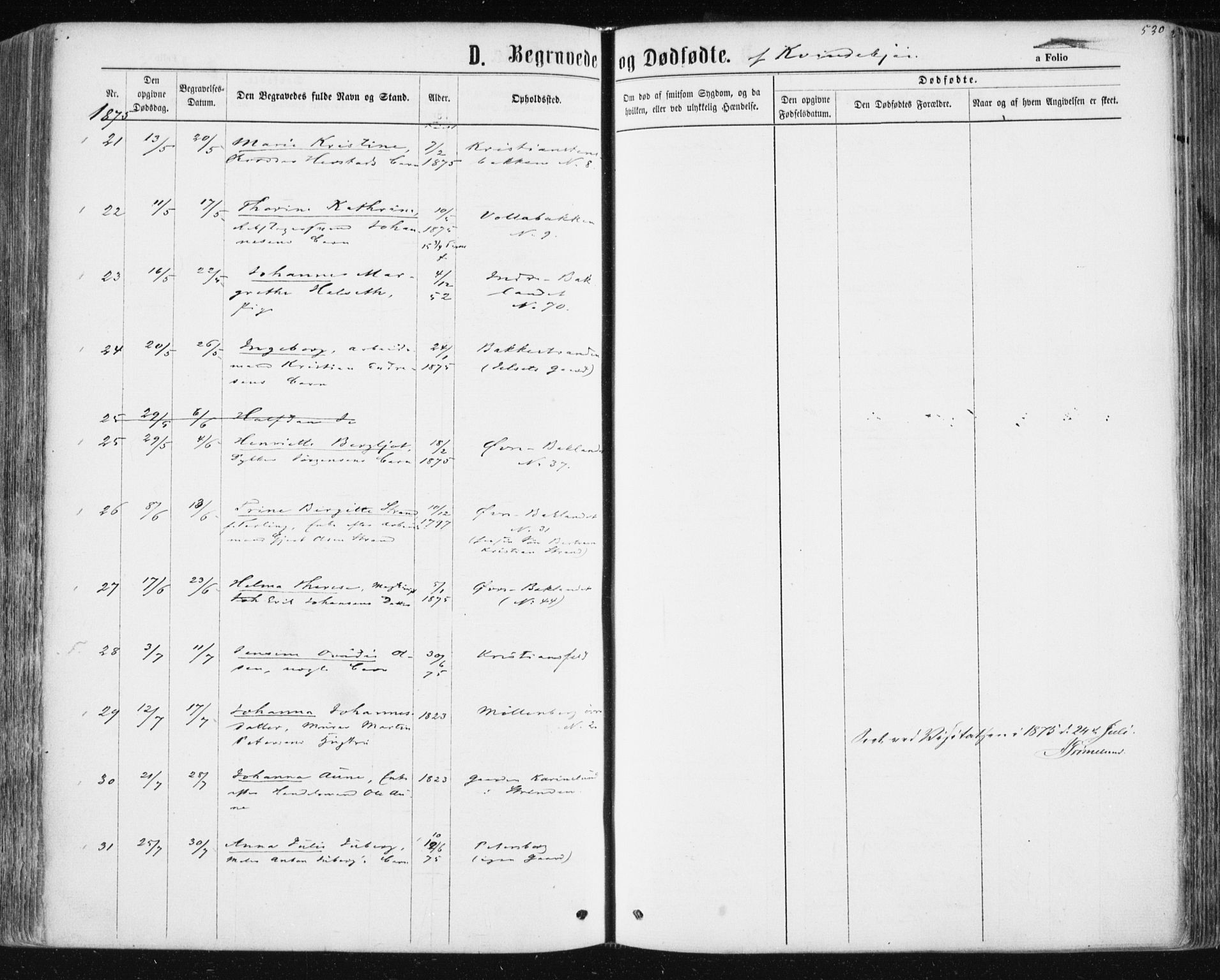 Ministerialprotokoller, klokkerbøker og fødselsregistre - Sør-Trøndelag, AV/SAT-A-1456/604/L0186: Parish register (official) no. 604A07, 1866-1877, p. 530