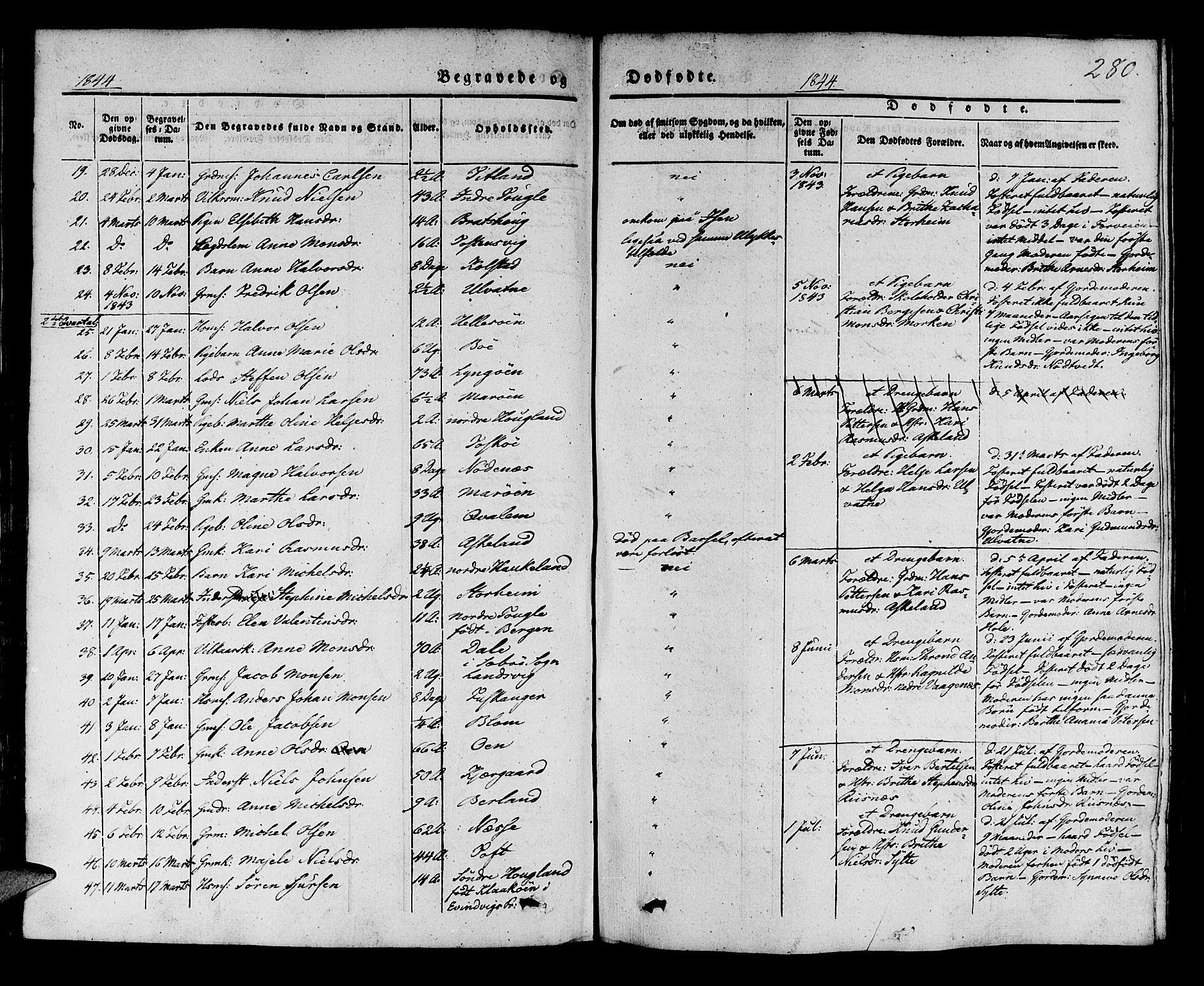 Manger sokneprestembete, AV/SAB-A-76801/H/Haa: Parish register (official) no. A 5, 1839-1848, p. 280