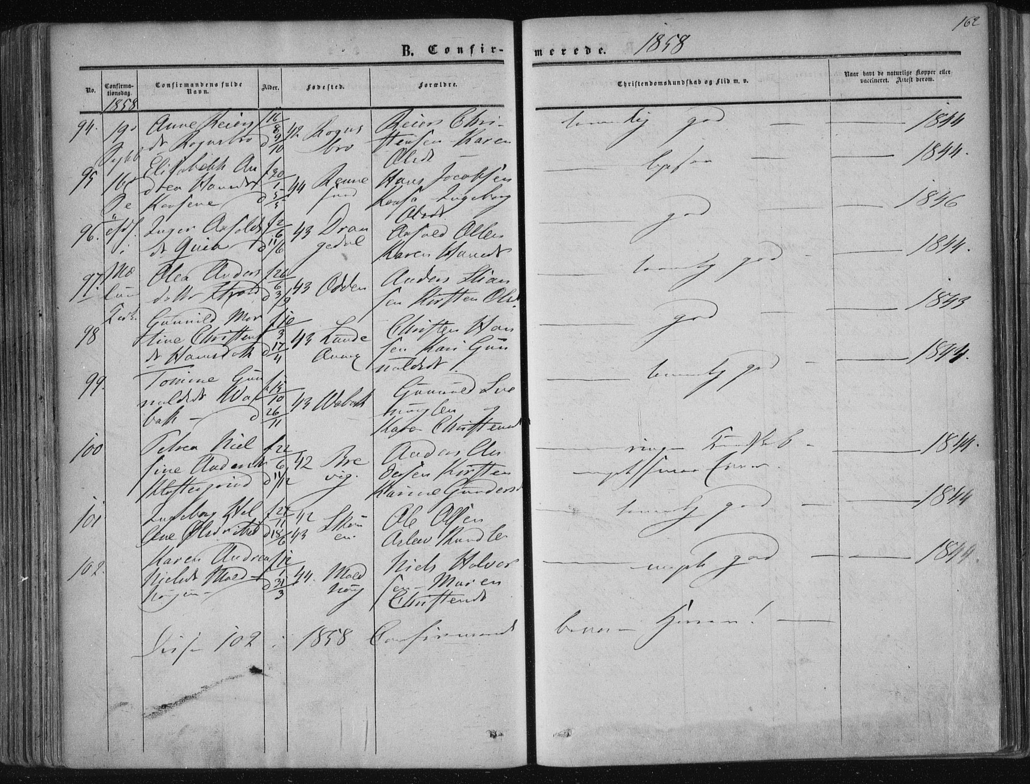 Solum kirkebøker, SAKO/A-306/F/Fa/L0007: Parish register (official) no. I 7, 1856-1864, p. 162