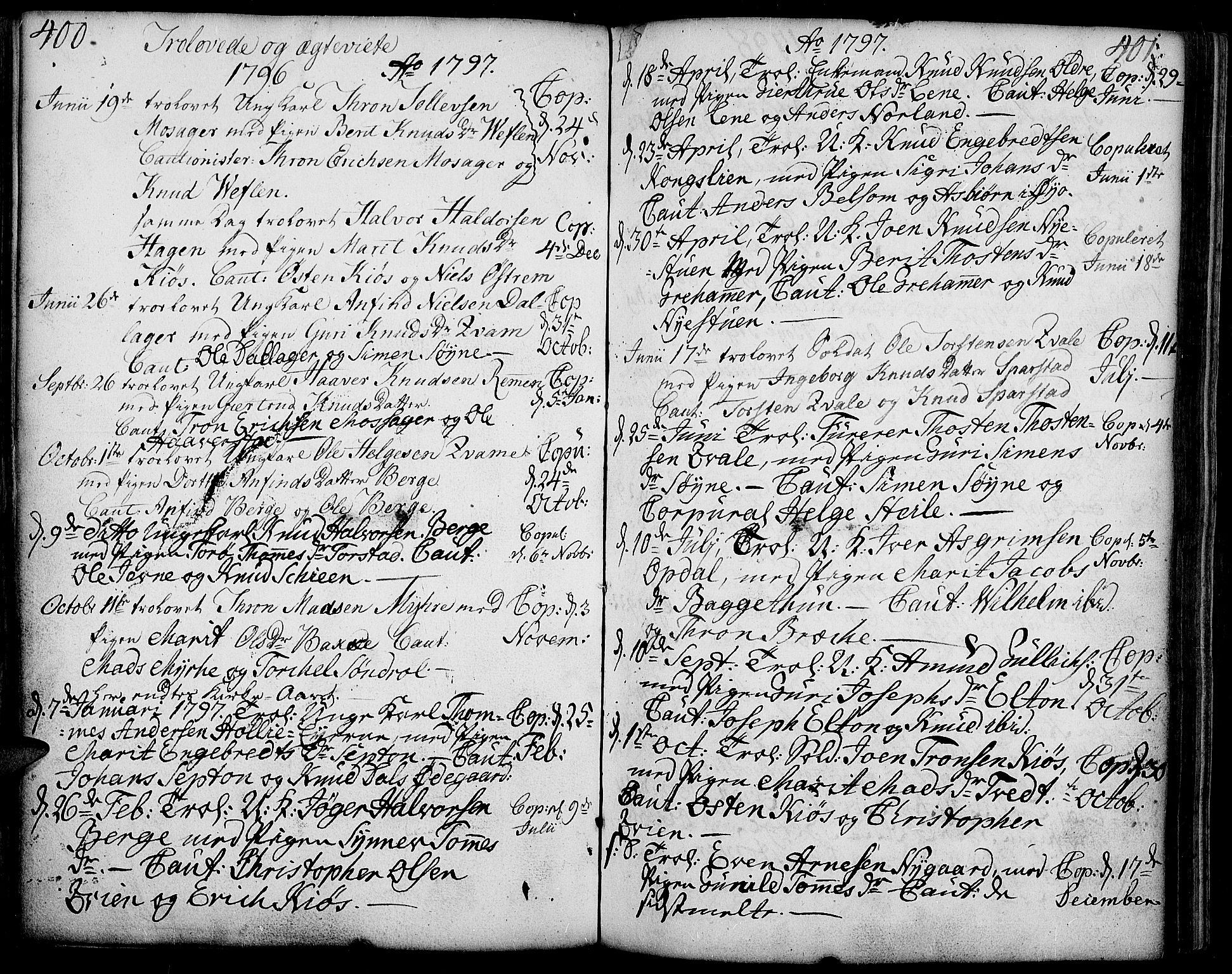 Vang prestekontor, Valdres, SAH/PREST-140/H/Ha/L0002: Parish register (official) no. 2, 1796-1808, p. 400-401