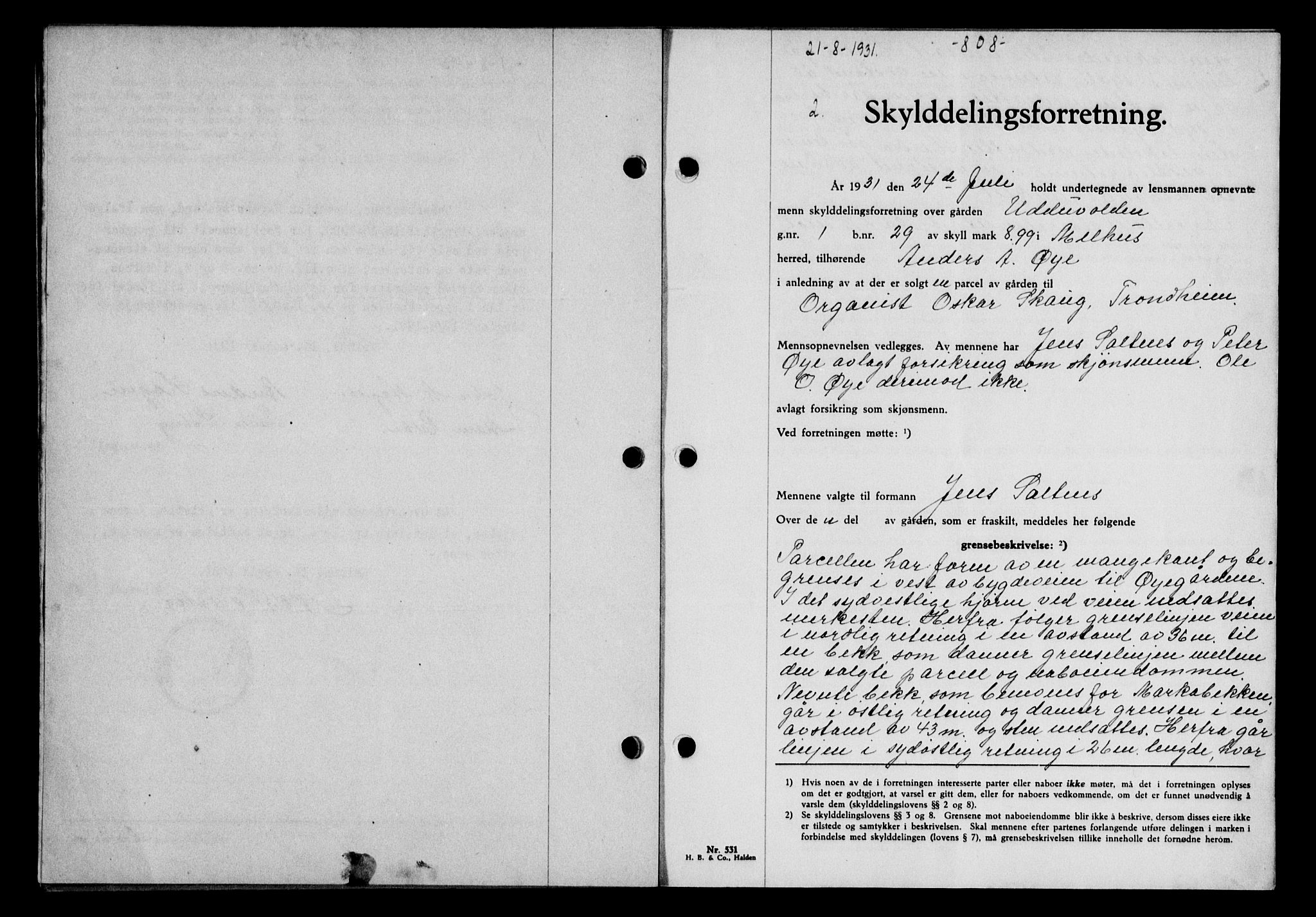 Gauldal sorenskriveri, AV/SAT-A-0014/1/2/2C/L0041: Mortgage book no. 42-43, 1930-1931, Deed date: 21.08.1931