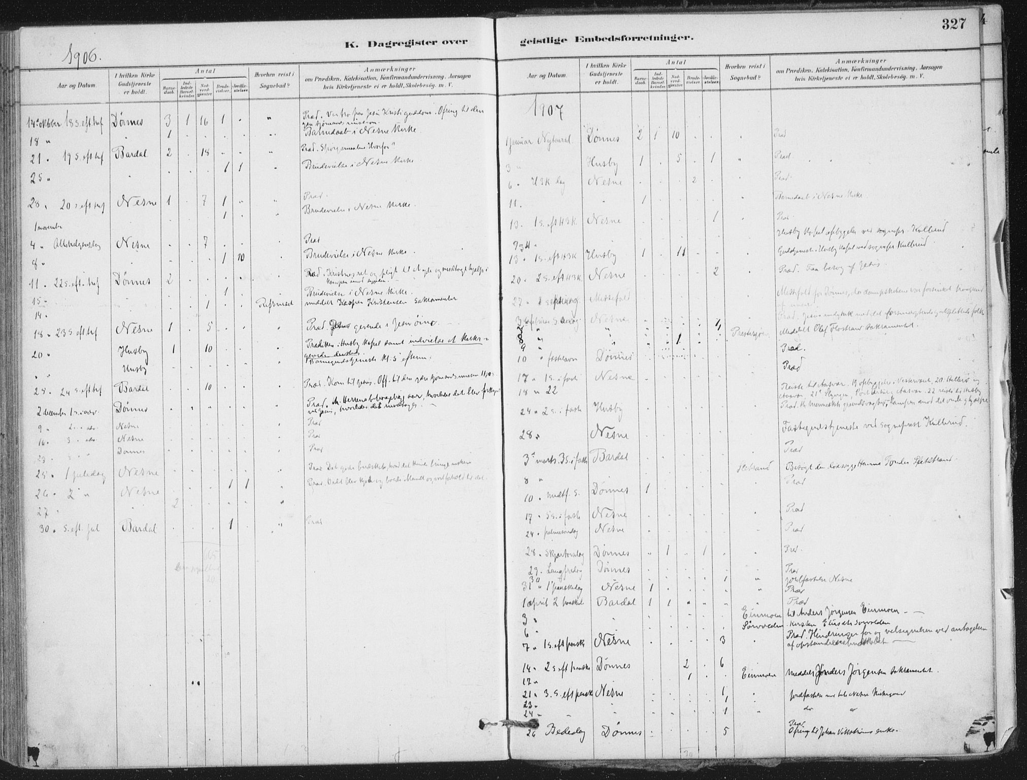 Ministerialprotokoller, klokkerbøker og fødselsregistre - Nordland, AV/SAT-A-1459/838/L0553: Parish register (official) no. 838A11, 1880-1910, p. 327