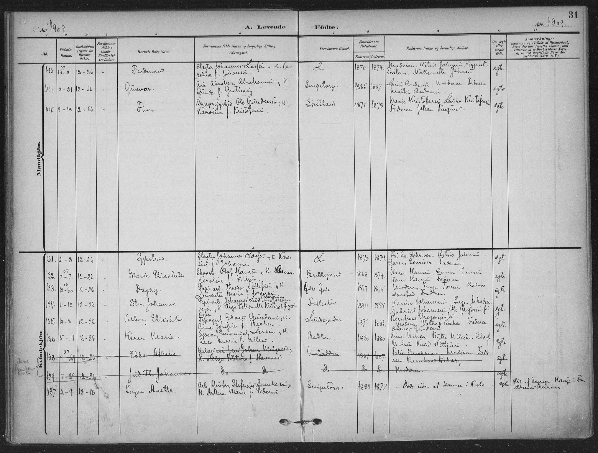Skien kirkebøker, SAKO/A-302/F/Fa/L0012: Parish register (official) no. 12, 1908-1914, p. 31