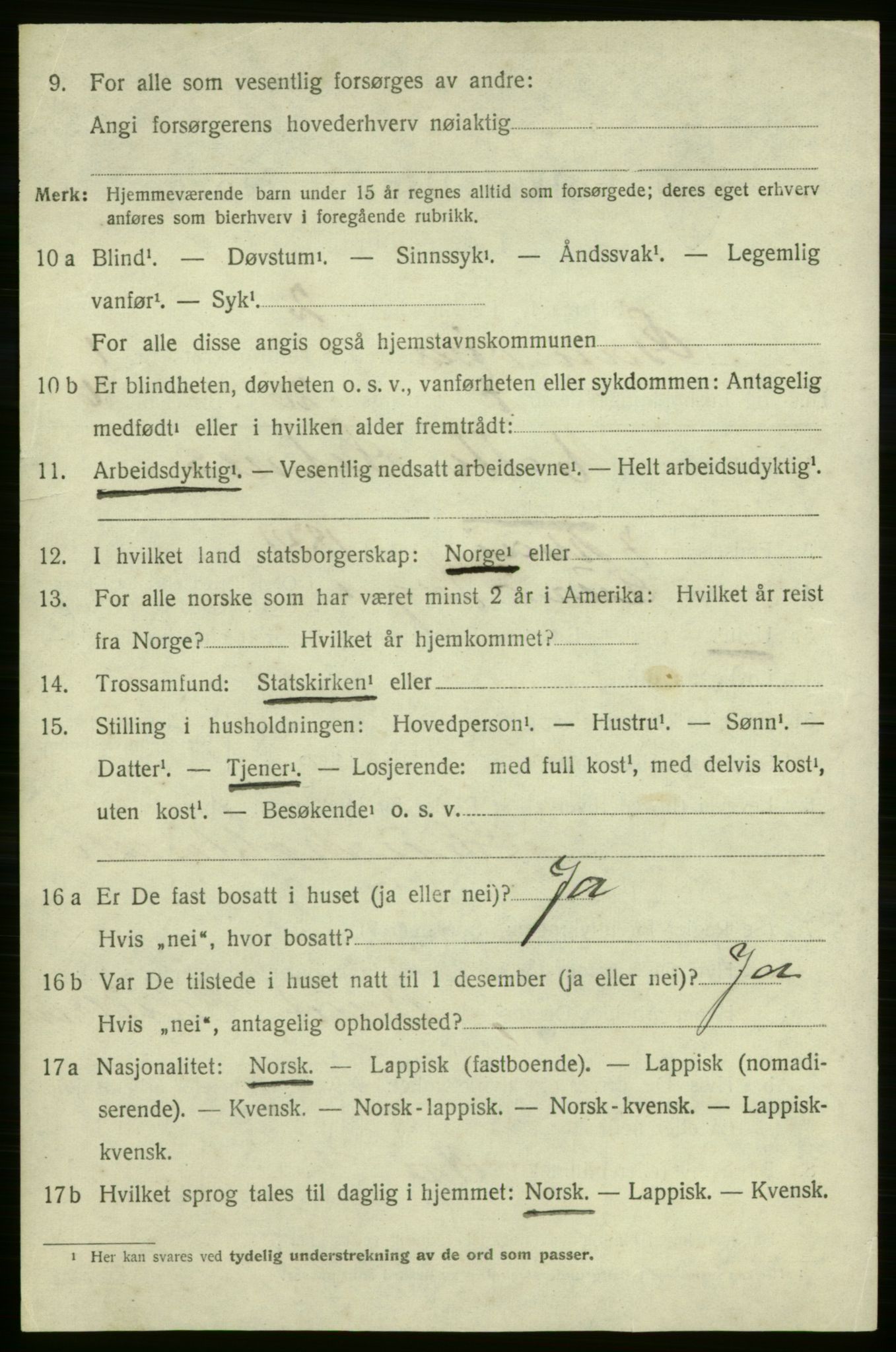 SATØ, 1920 census for Gamvik, 1920, p. 597