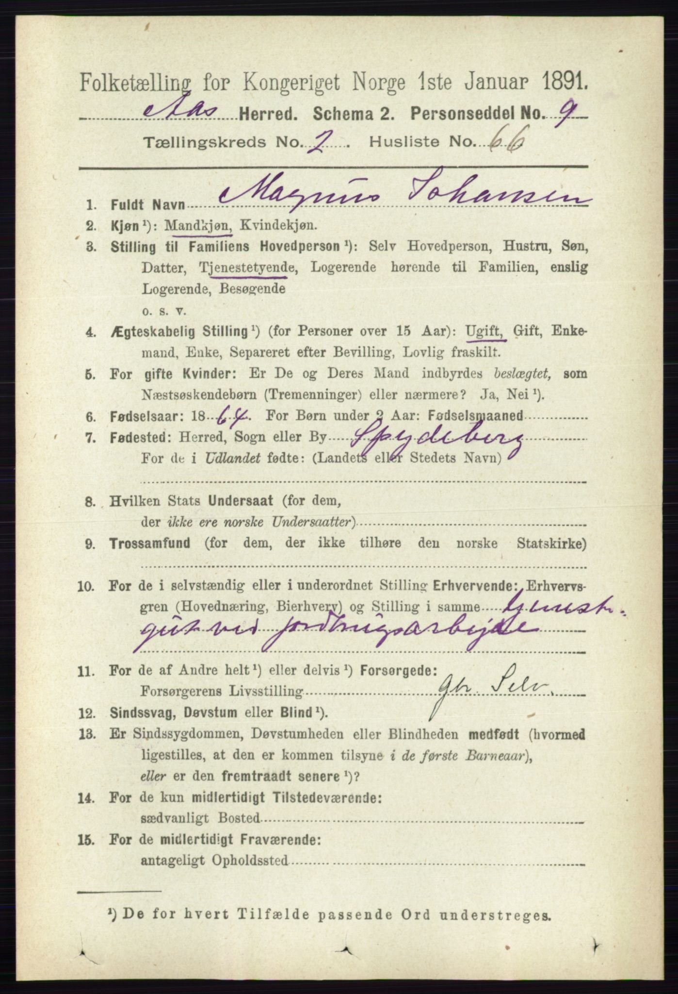 RA, 1891 census for 0214 Ås, 1891, p. 2008