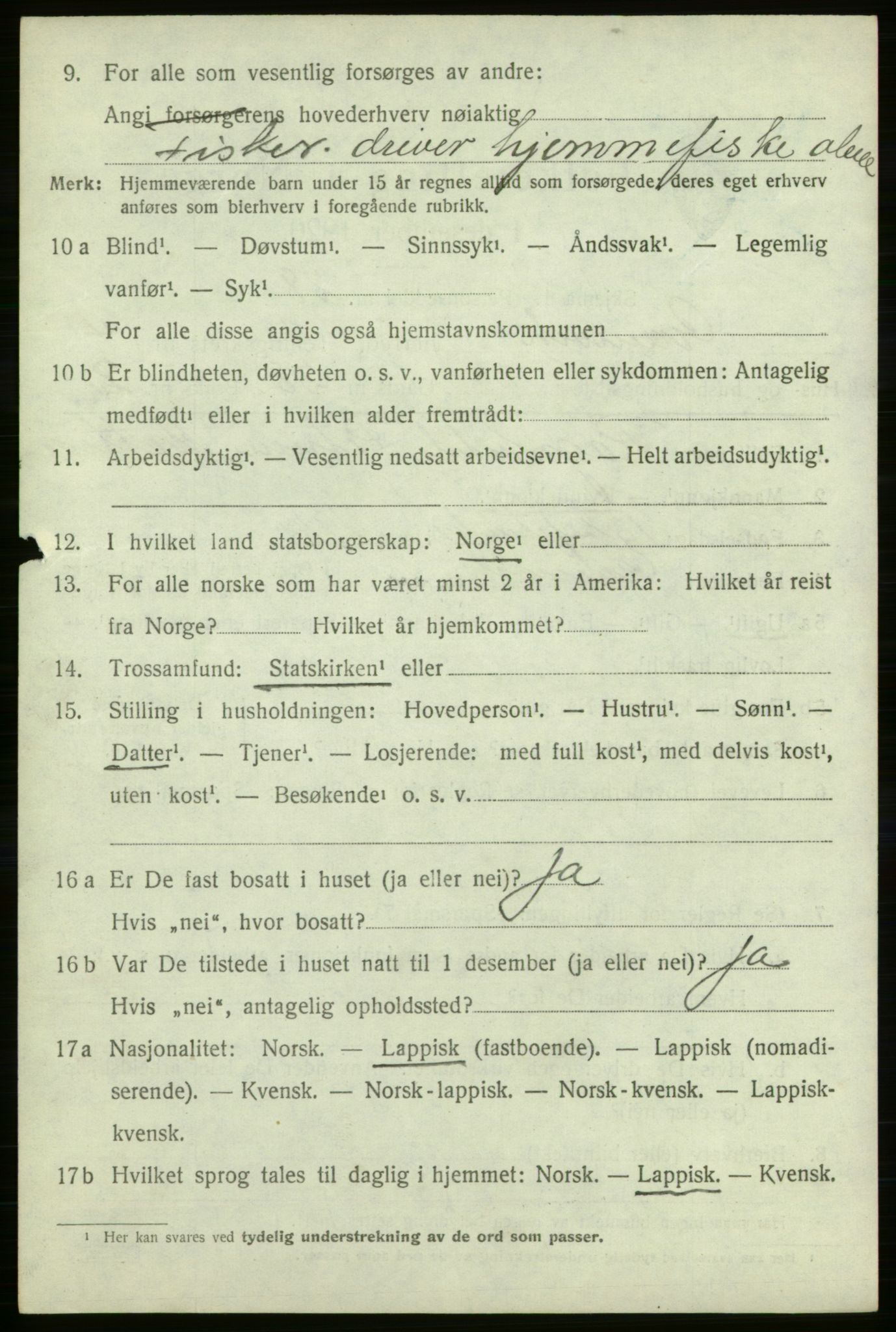 SATØ, 1920 census for Gamvik, 1920, p. 3543