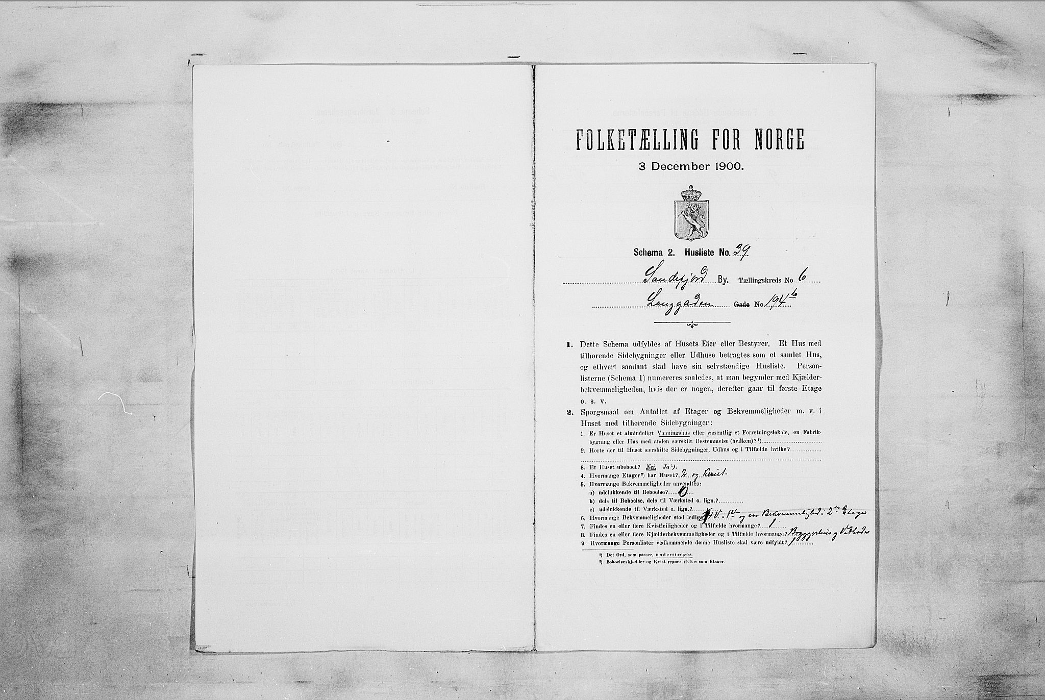 RA, 1900 census for Sandefjord, 1900, p. 1666