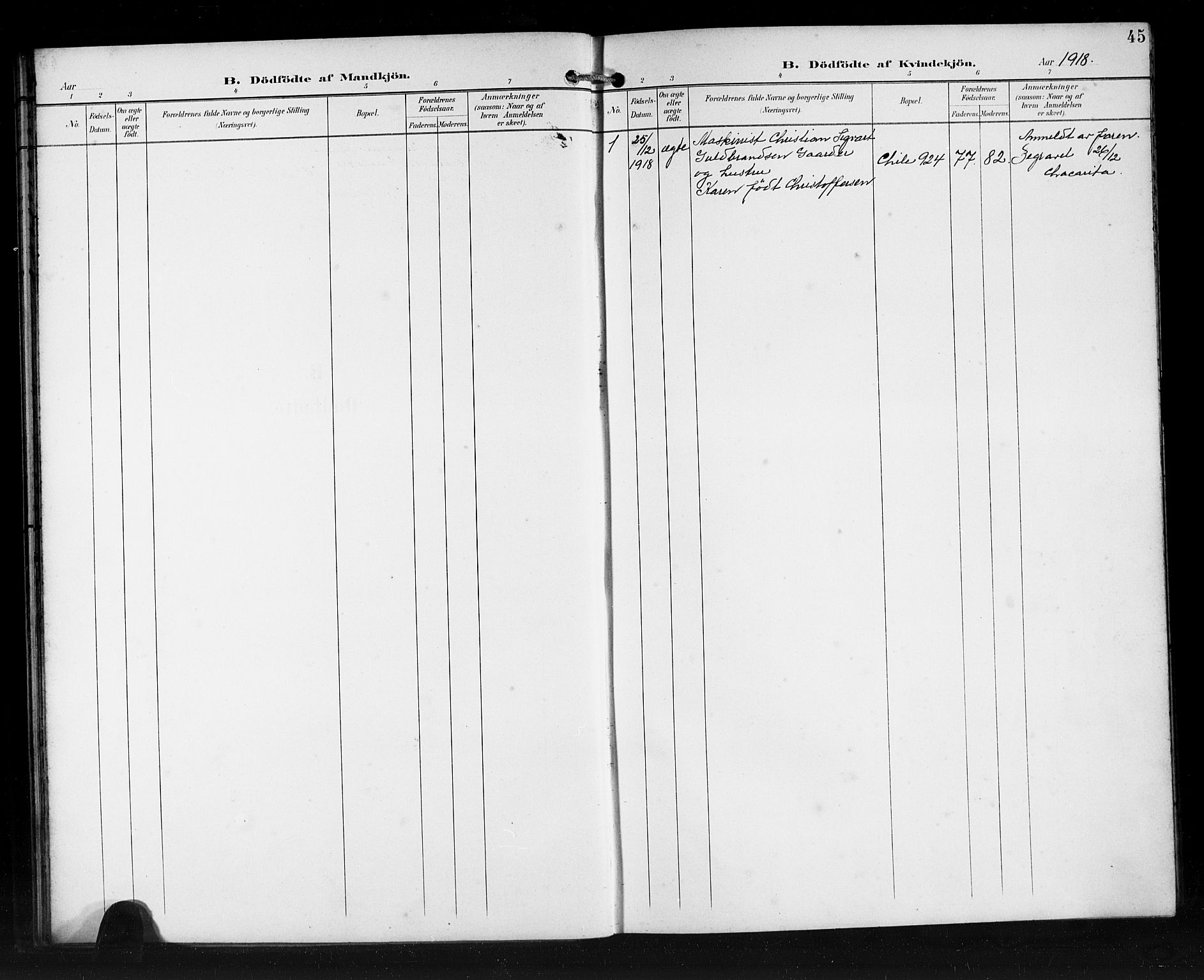Den norske sjømannsmisjon i utlandet/Syd-Amerika (Buenos Aires m.fl.), SAB/SAB/PA-0118/H/Ha/L0002: Parish register (official) no. A 2, 1899-1919, p. 45