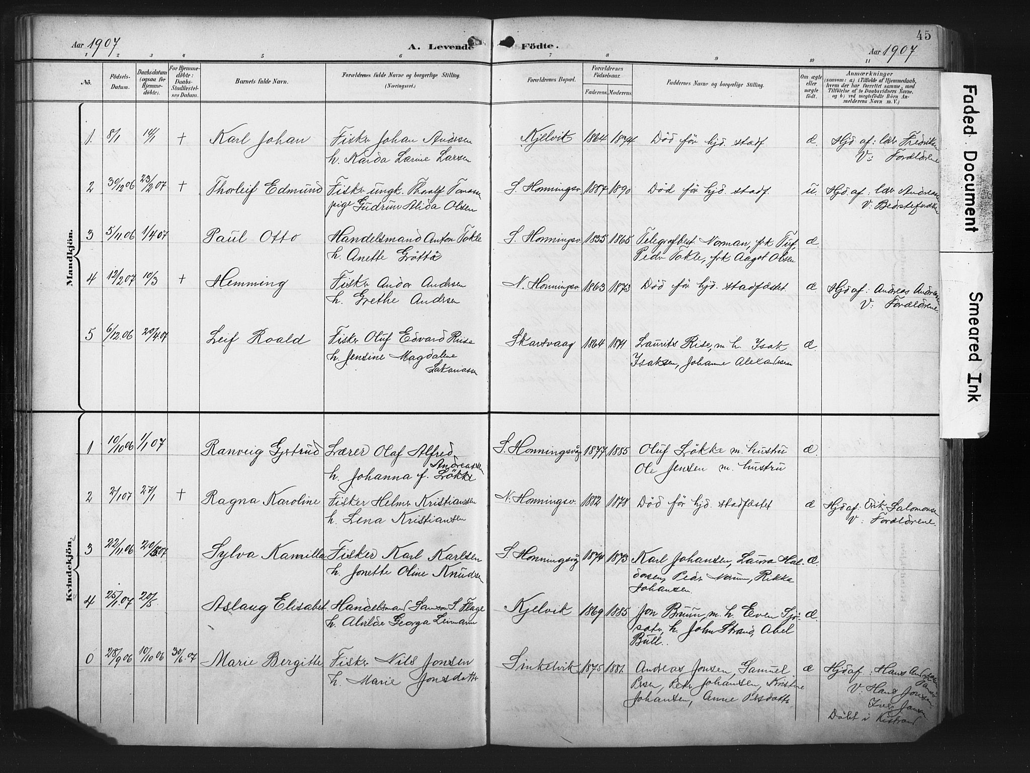 Måsøy sokneprestkontor, SATØ/S-1348/H/Ha/L0008kirke: Parish register (official) no. 8, 1900-1910, p. 45