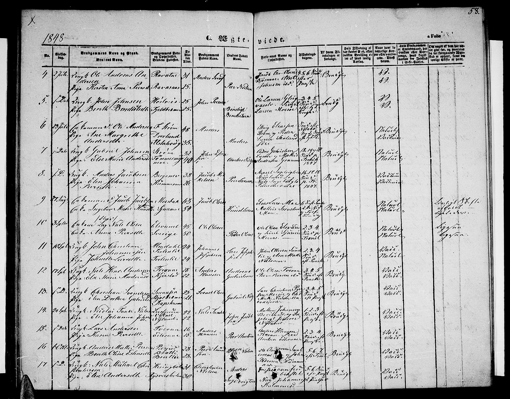 Ministerialprotokoller, klokkerbøker og fødselsregistre - Nordland, SAT/A-1459/820/L0300: Parish register (copy) no. 820C02, 1846-1850, p. 58