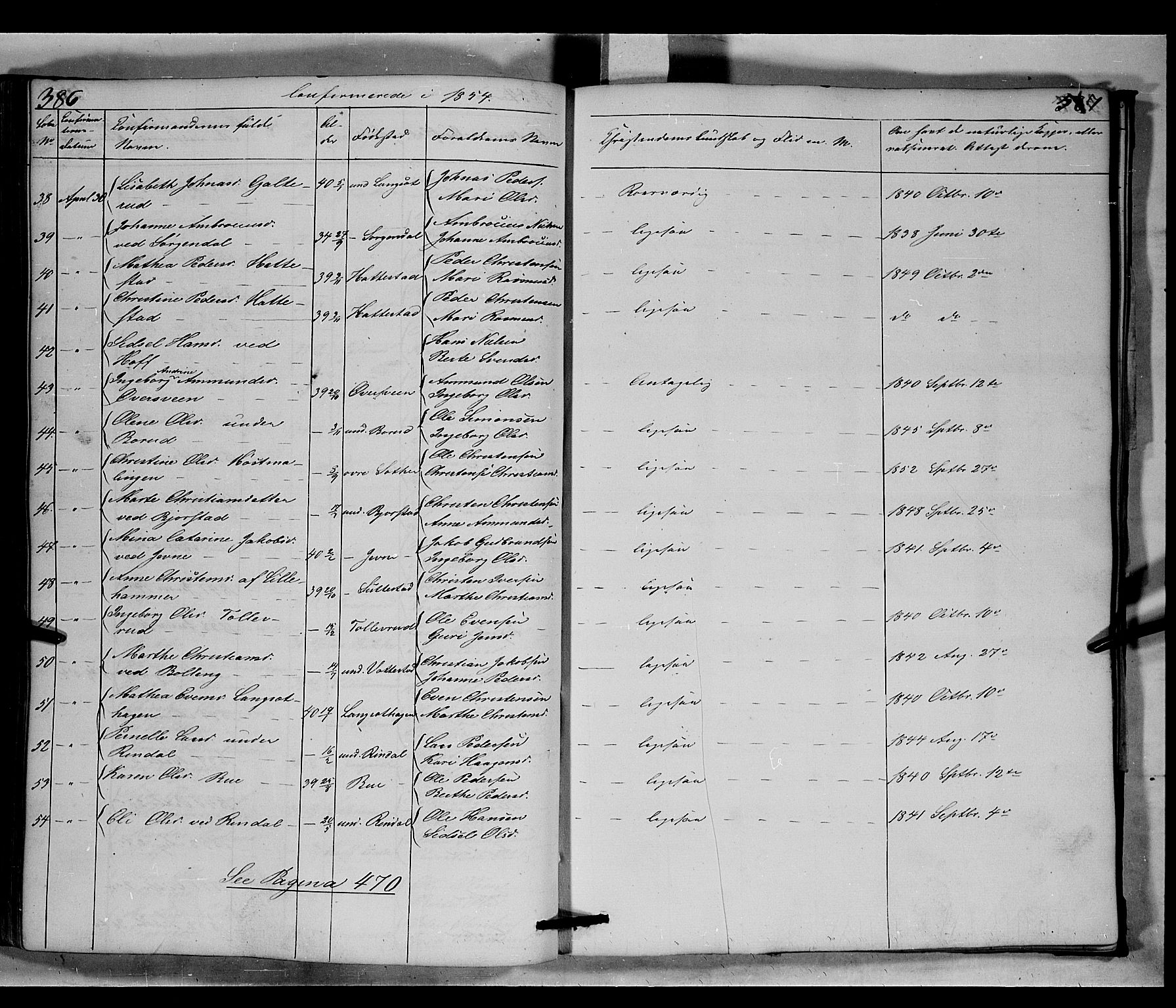 Fåberg prestekontor, SAH/PREST-086/H/Ha/Hab/L0006: Parish register (copy) no. 6, 1837-1855, p. 386-387