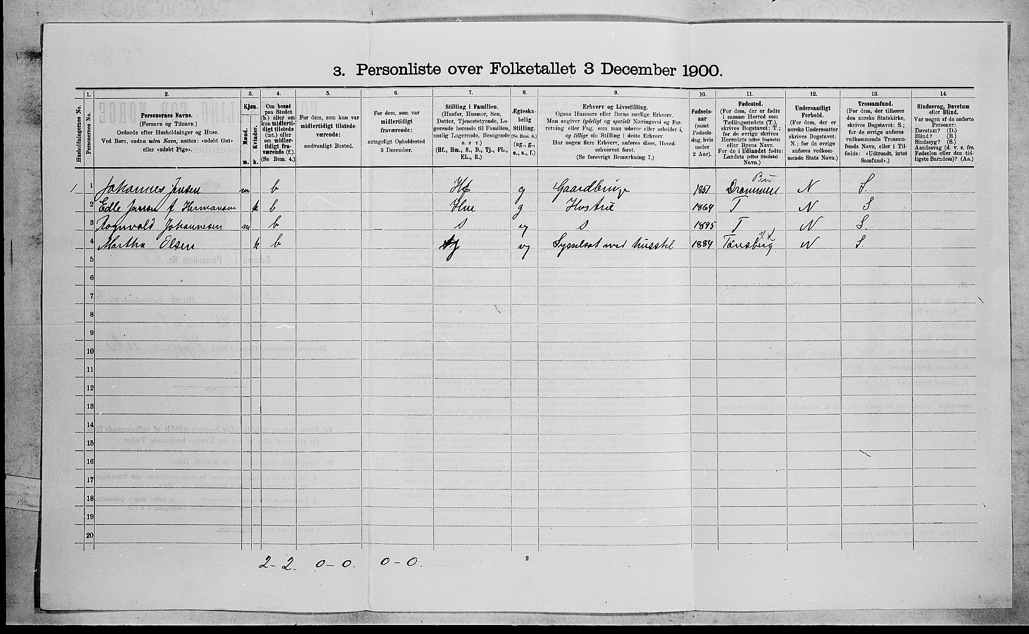 RA, 1900 census for Røyken, 1900, p. 407