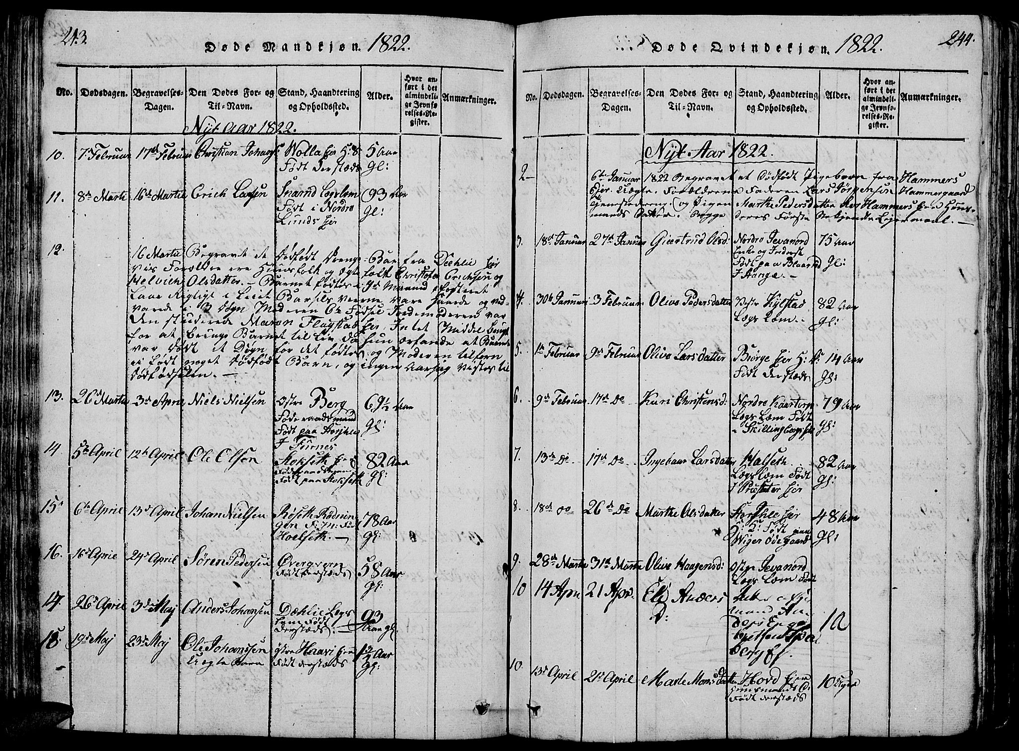 Vang prestekontor, Hedmark, SAH/PREST-008/H/Ha/Hab/L0005: Parish register (copy) no. 5, 1815-1836, p. 243-244