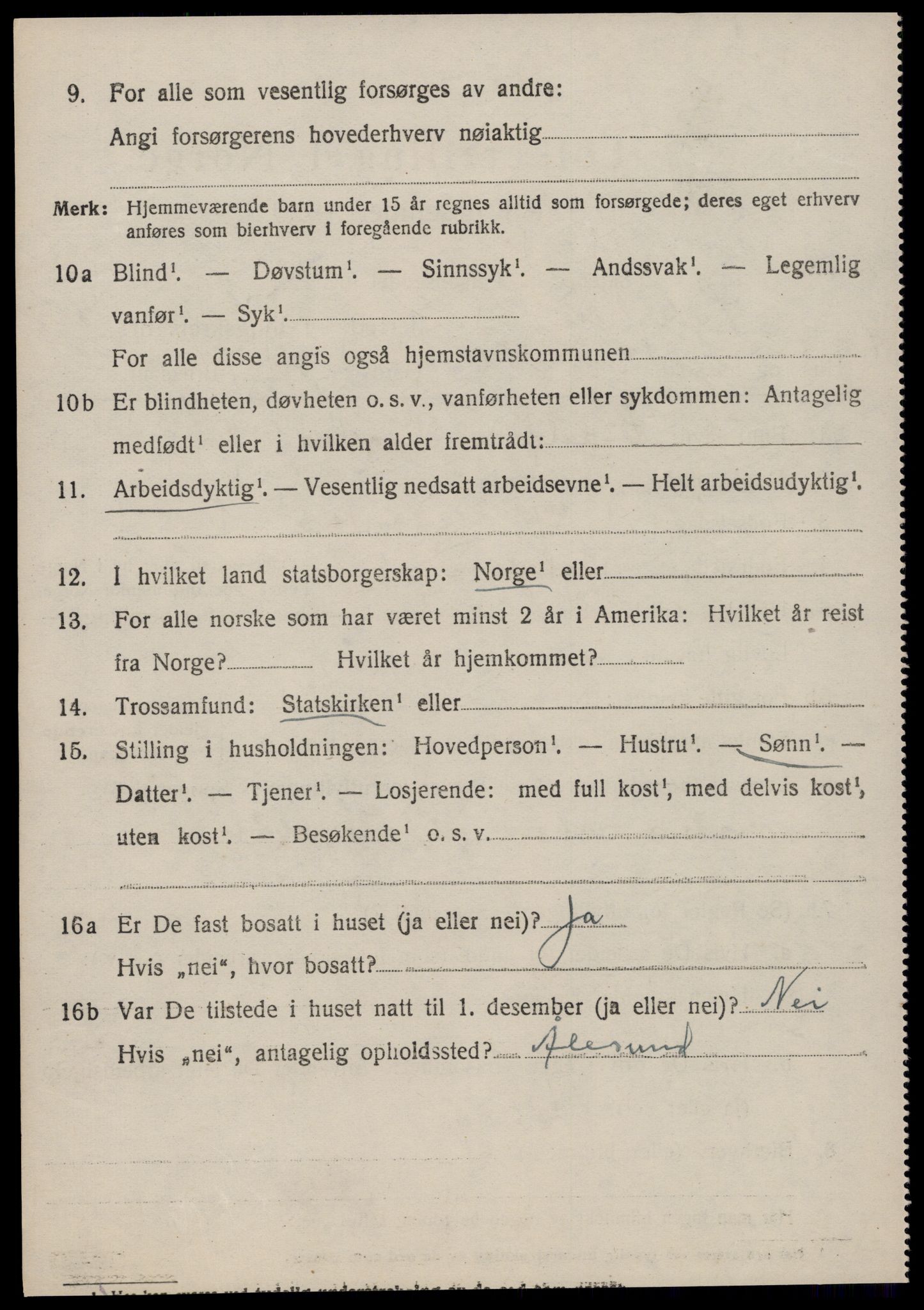 SAT, 1920 census for Sykkylven, 1920, p. 3636